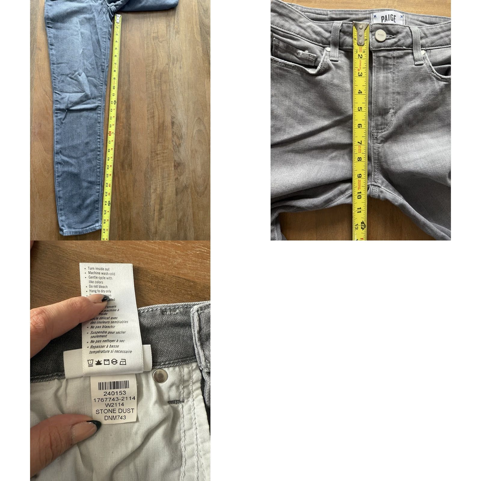 Paige Paige Jeans Ankle Gray Womens Size 25 Slim Denim Cotton Blend 5-Pocket Rise Mid 27in Inseam Stretch Button Zip Logo Bohemian City Preppy Band Size 42" / US 20 - 8 Thumbnail