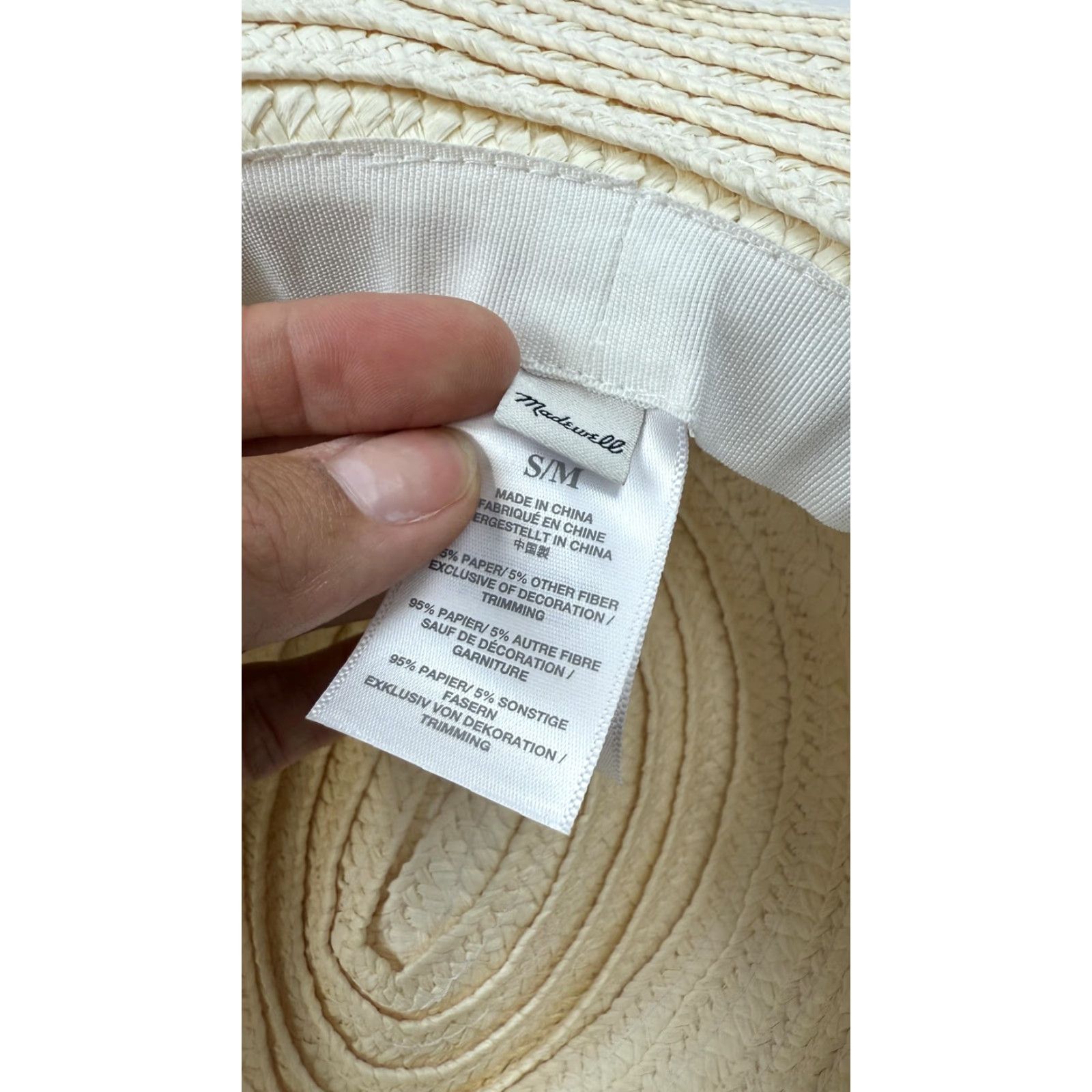 Madewell Madewell Hat Wide Brim Womens Small Medium Ivory Straw Sun Brown Band Beach S/M Size ONE SIZE - 6 Thumbnail