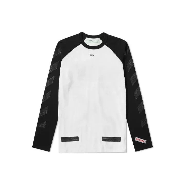 Off-White Contrast Sleeve Long Sleeve T-Shirt 0079