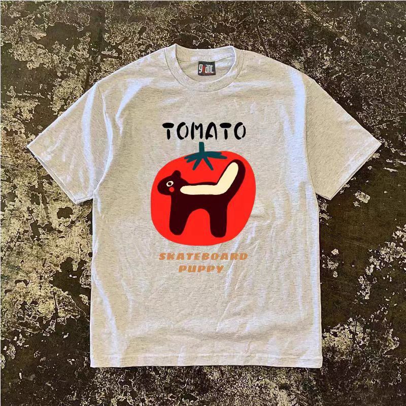 Vintage Grey retro squirrel tomato print cotton t-shirt Size US M / EU 48-50 / 2 - 1 Thumbnail