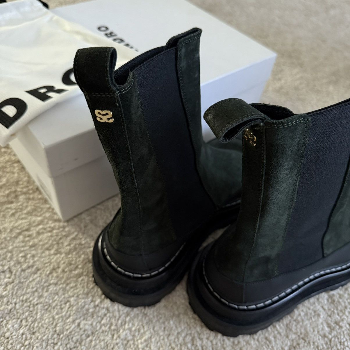 Sandro SANDRO Liam Metallic-detail Suede Boots In Verts Size US 9 / IT 39 - 2 Thumbnail