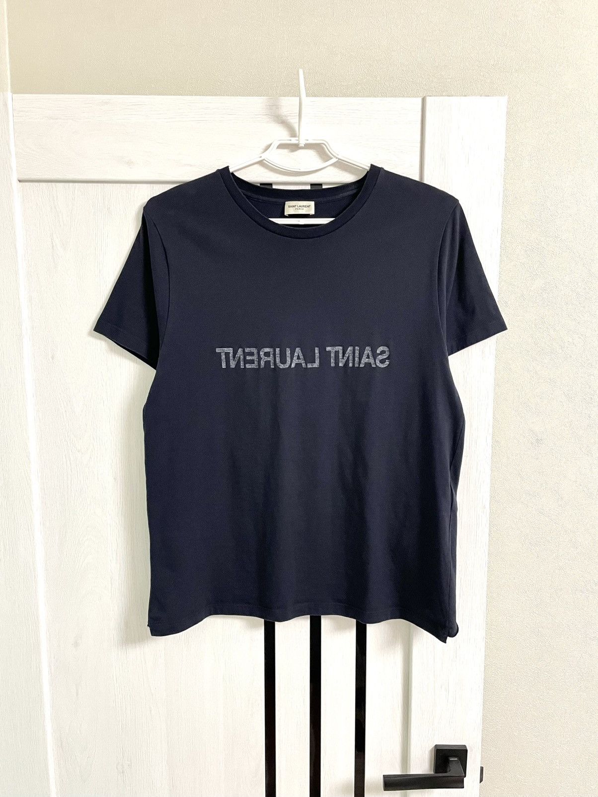 Saint Laurent Paris SAINT LAURENT Reversed Logo Crewneck Tee 