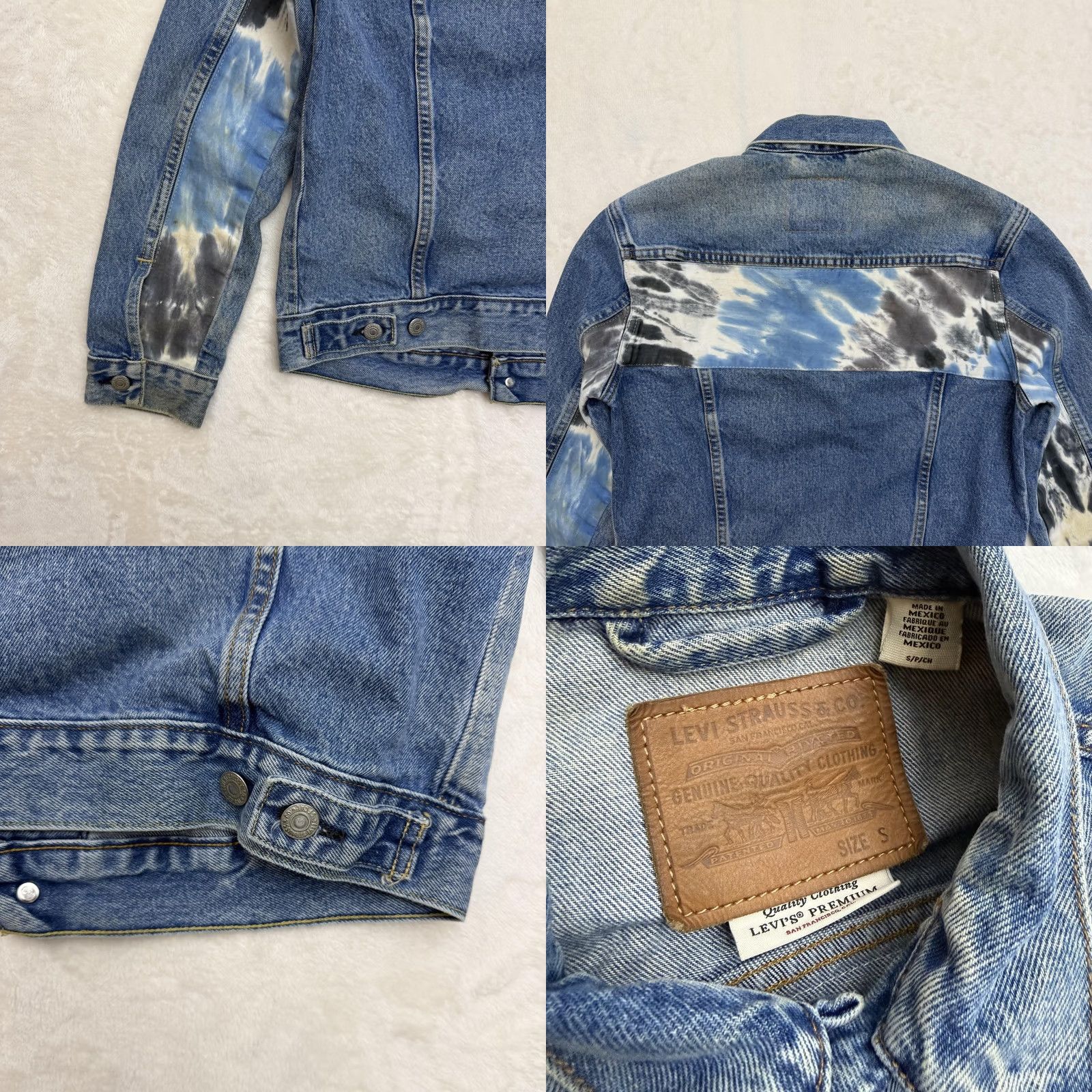 Levi's Levis Premium Jacket Womens Small Blue Denim Tie Dye Panel Trucker Coat Size S / US 4 / IT 40 - 9 Thumbnail