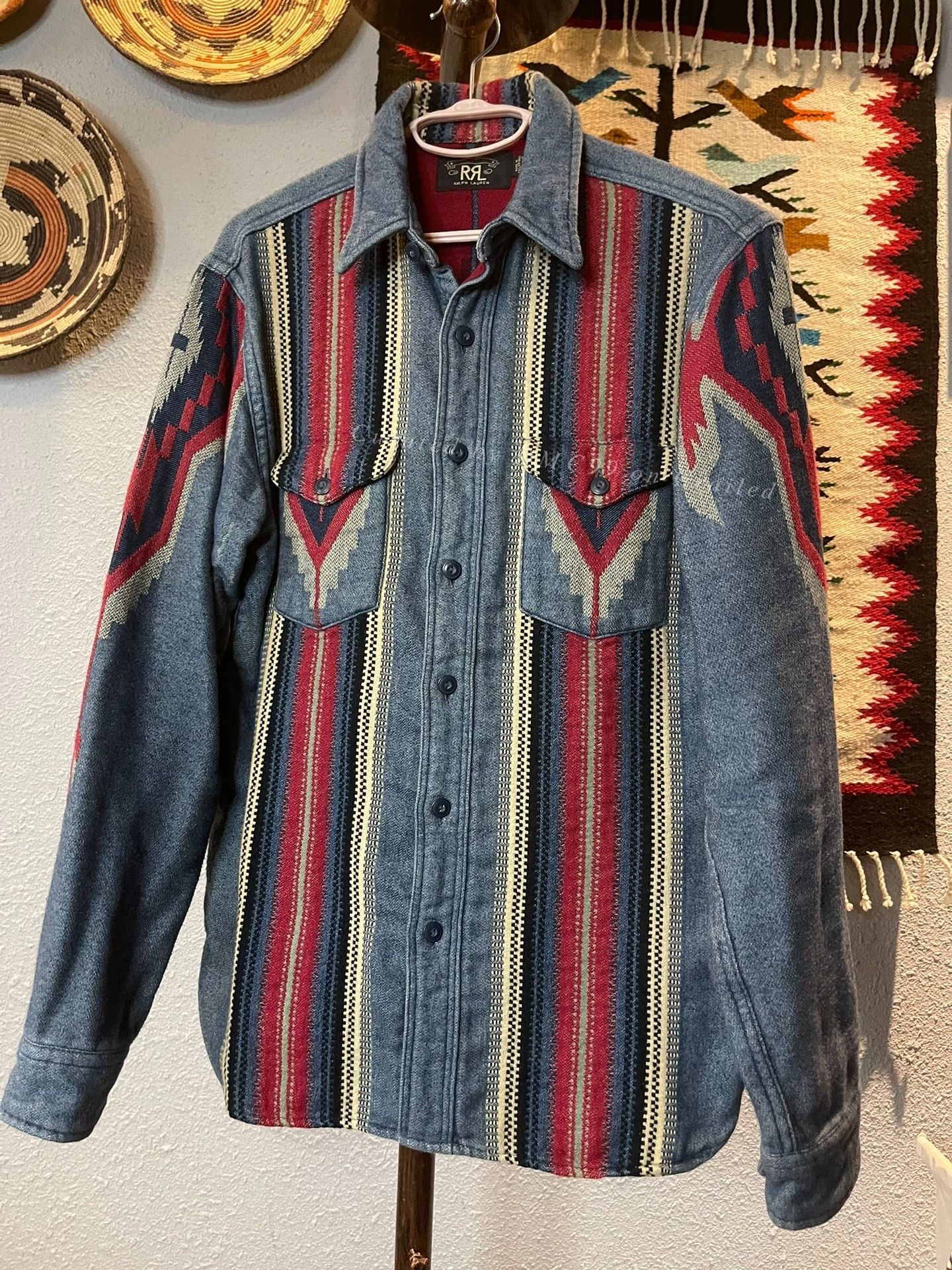 RRL Ralph Lauren RRL 1940s Indian Blanket Western Shirt Size US S / EU 44-46 / 1 - 1 Thumbnail