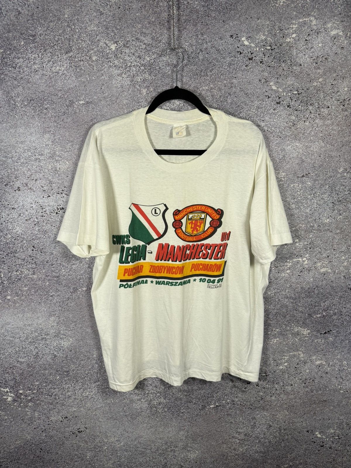 Vintage Manchester United vs Legia 1991 Match Merch T Shirt XLarge Size US XL / EU 56 / 4 - 1 Thumbnail