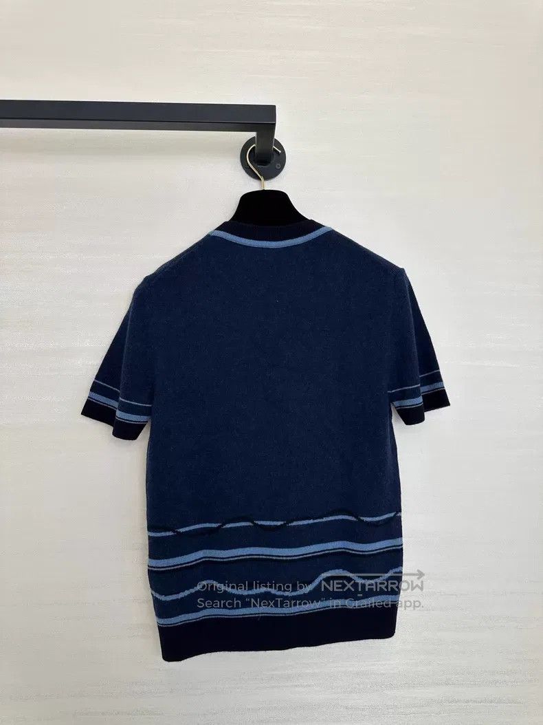 Hermes Hermes Navy Blue Women's Short Sleeve Cashmere Knit Sweate Size XS / US 0-2 / IT 36-38 - 4 Thumbnail
