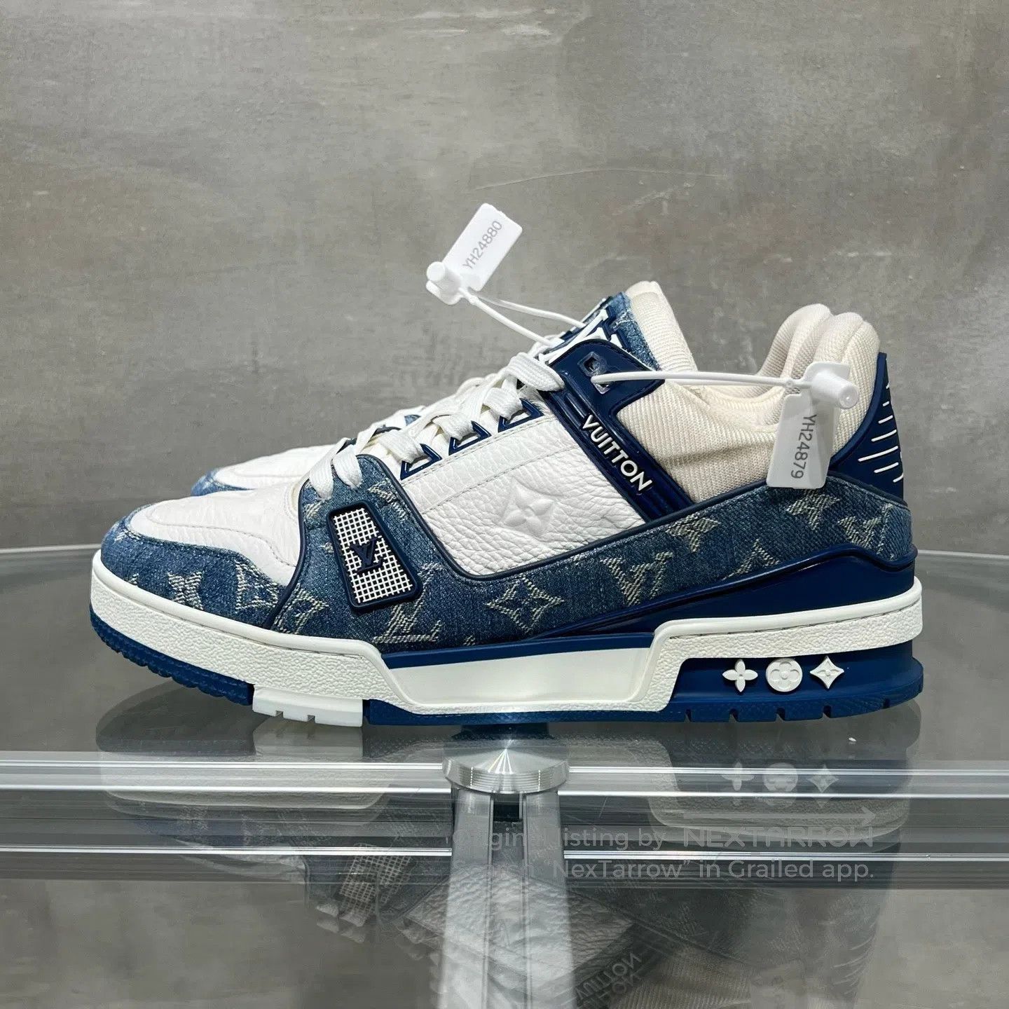 Louis Vuitton Louis Vuitton Trainer White Blue Jeans shoes Size US 7 / EU 40 - 3 Thumbnail