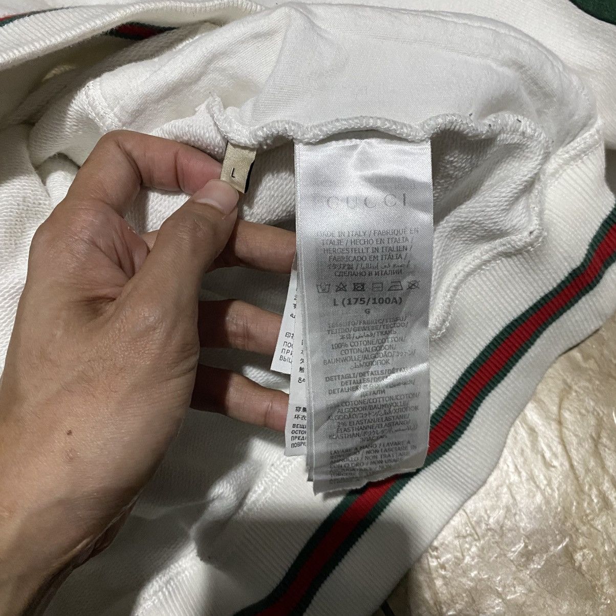 Gucci Gucci Interlocking G Logo Web Trim Striped Sweatshirt Size US L / EU 52-54 / 3 - 17 Thumbnail