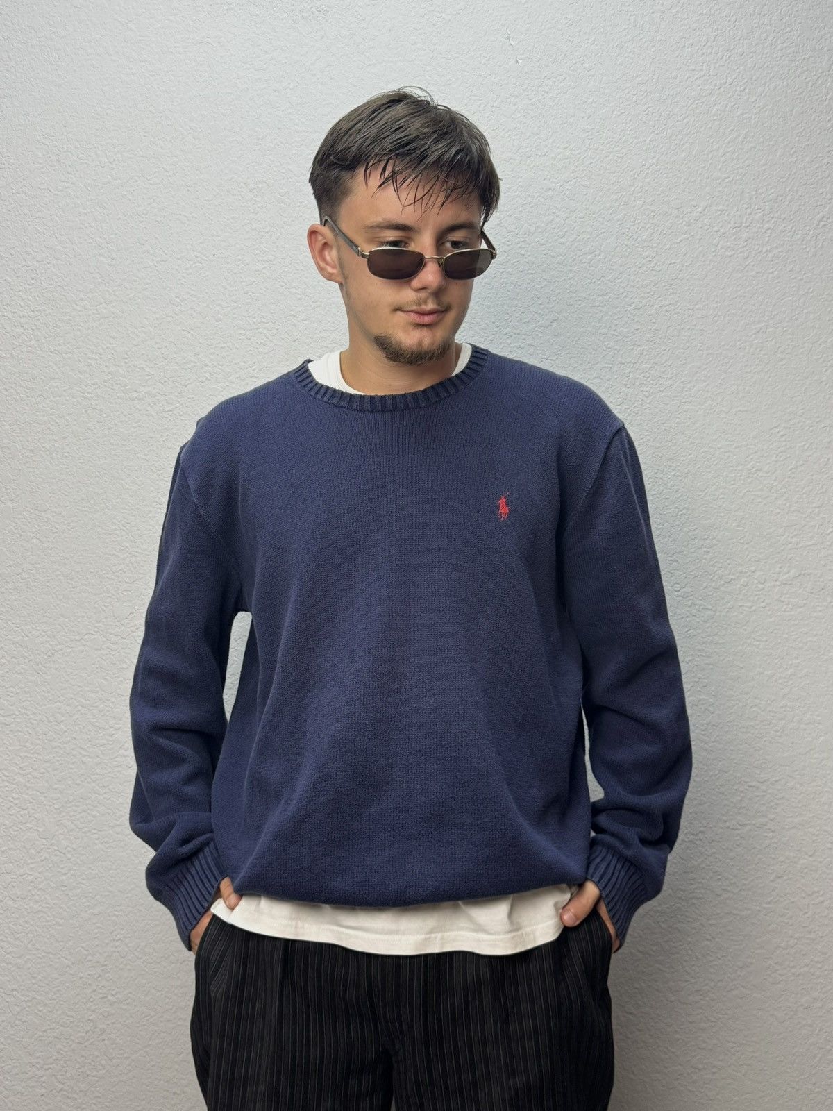 Polo Ralph Lauren Vintage Polo Ralph Lauren Sweater Navy Y2k Double RRL Sk8 Size US XL / EU 56 / 4 - 3 Thumbnail