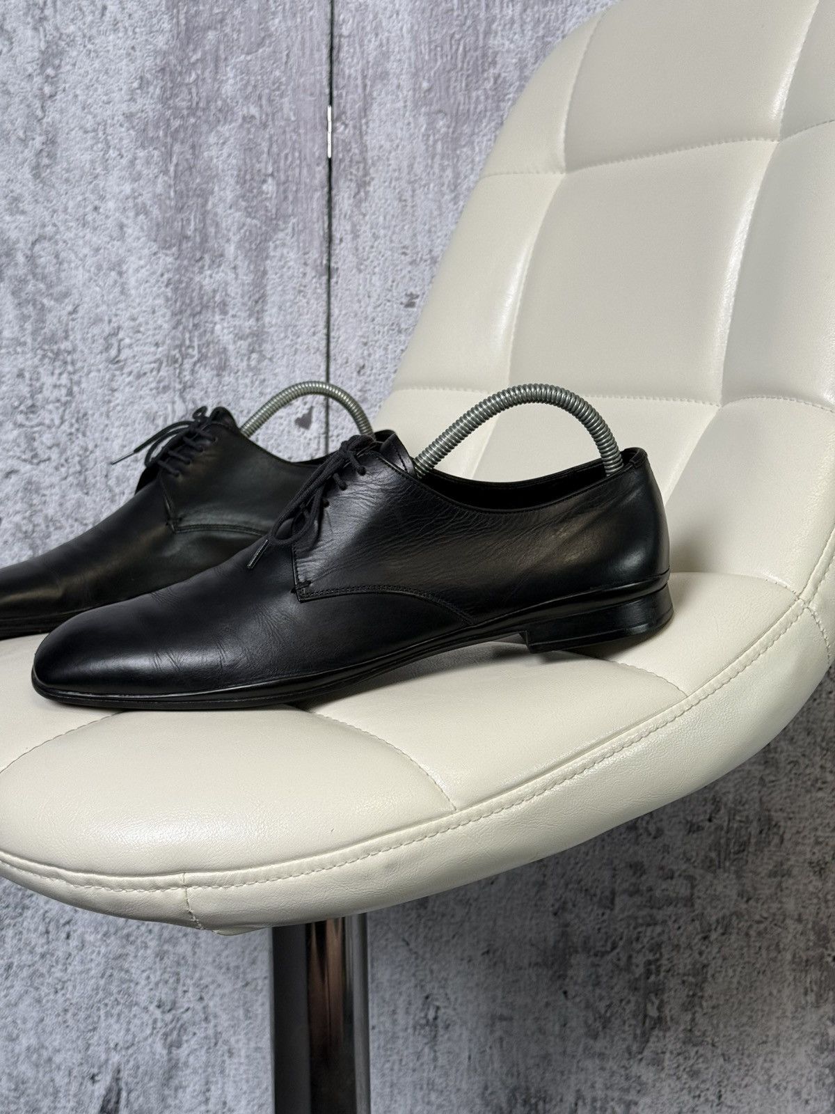 Prada PRADA Men’s Black Leather Lace Up Dress Derby Dress Shoes Size US 8.5 / EU 41-42 - 2 Thumbnail