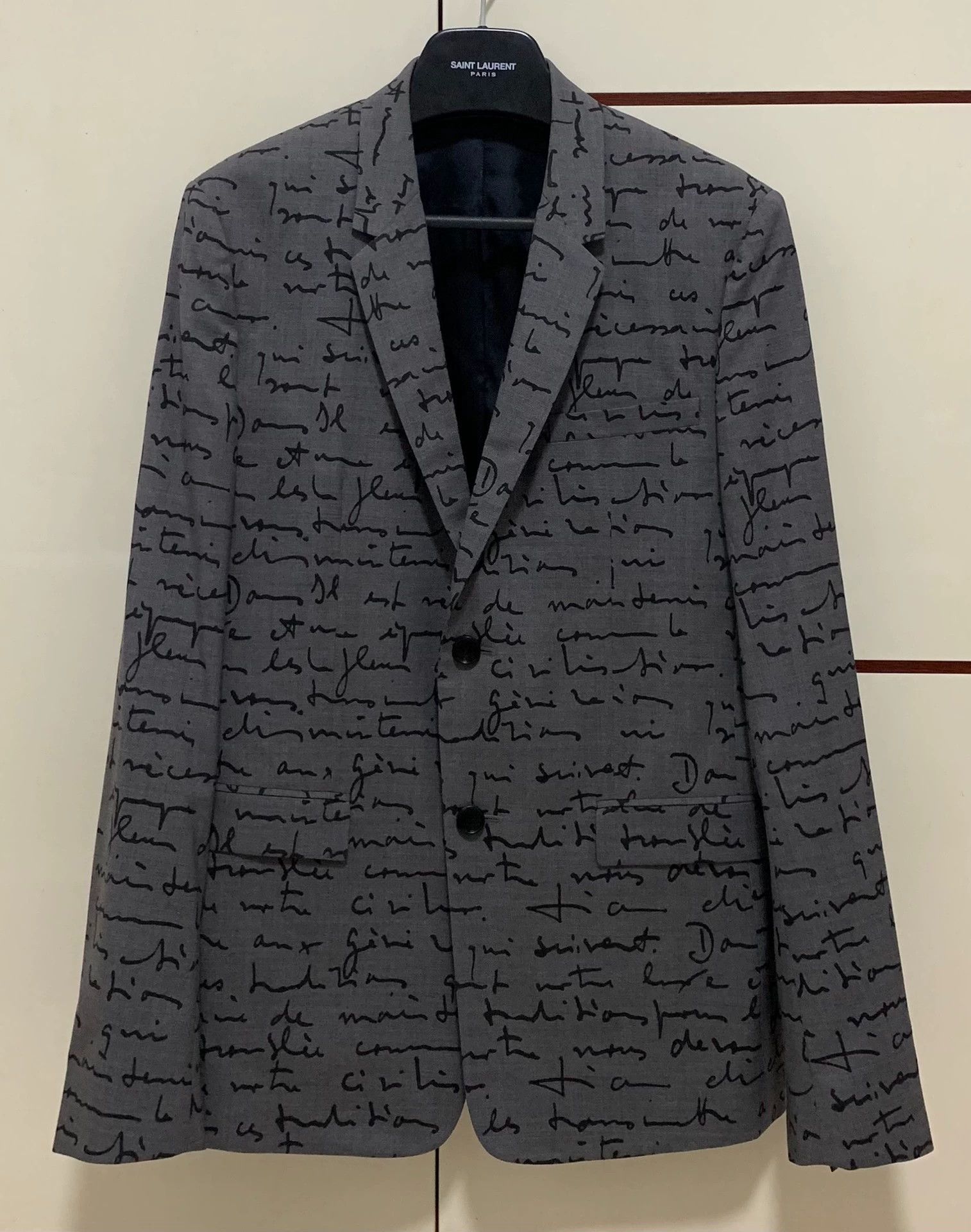 Dior Gray Handwriting Print Blazer Size US M / EU 48-50 / 2 - 1 Thumbnail
