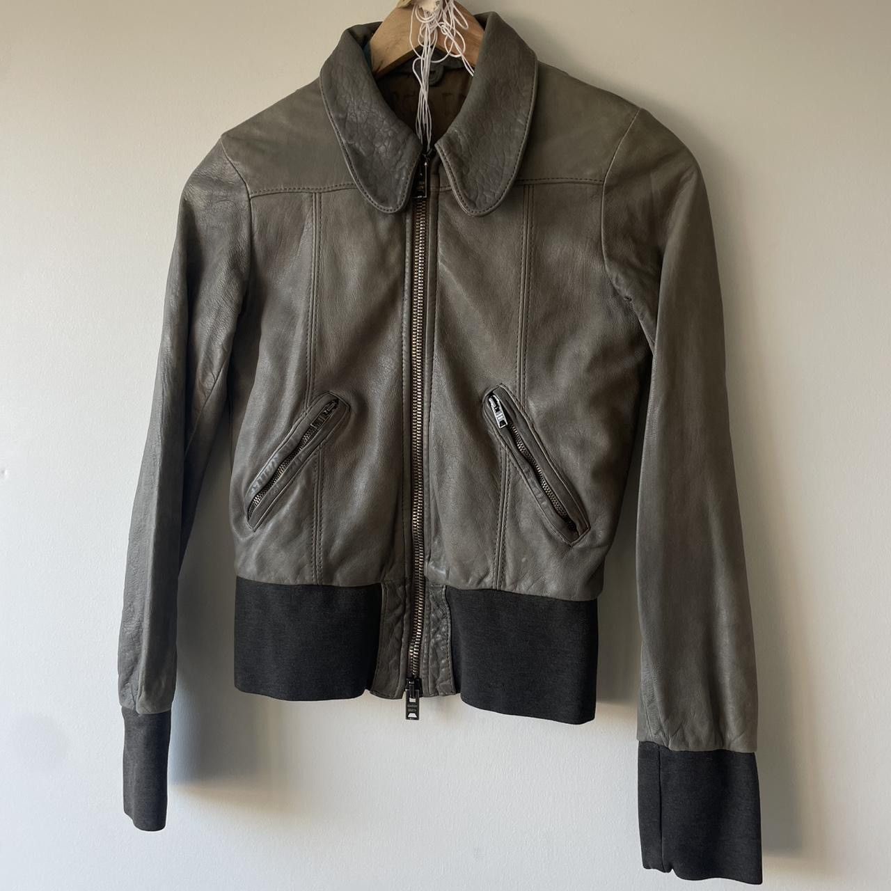 Genuine Leather × Giorgio Brato giorgio brato grey green textured leather jacket Size XS / US 0-2 / IT 36-38 - 3 Thumbnail