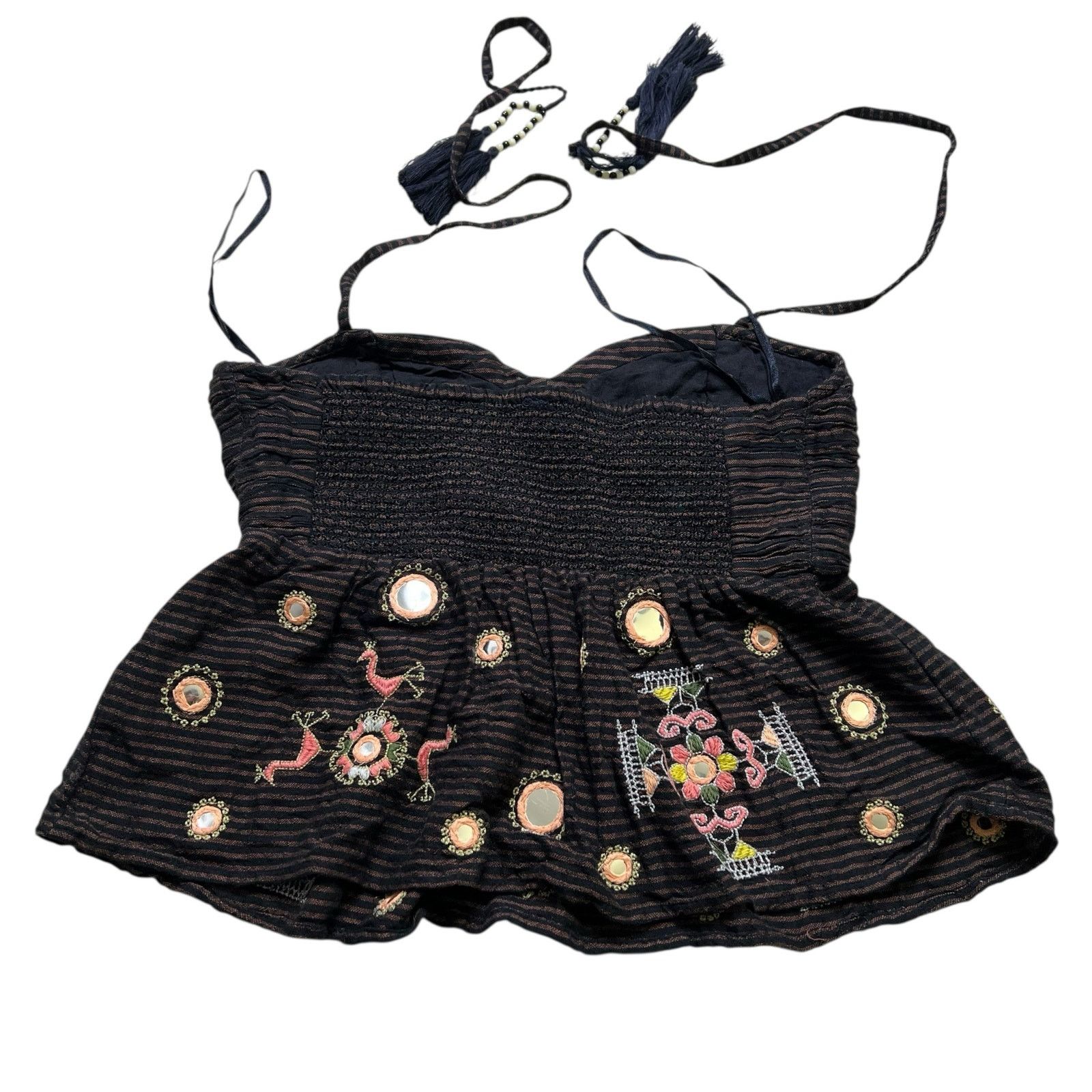Free People Free People Sweet Safari Black Brown Peplum Halter Top Sz SP Size S / US 4 / IT 40 - 8 Thumbnail