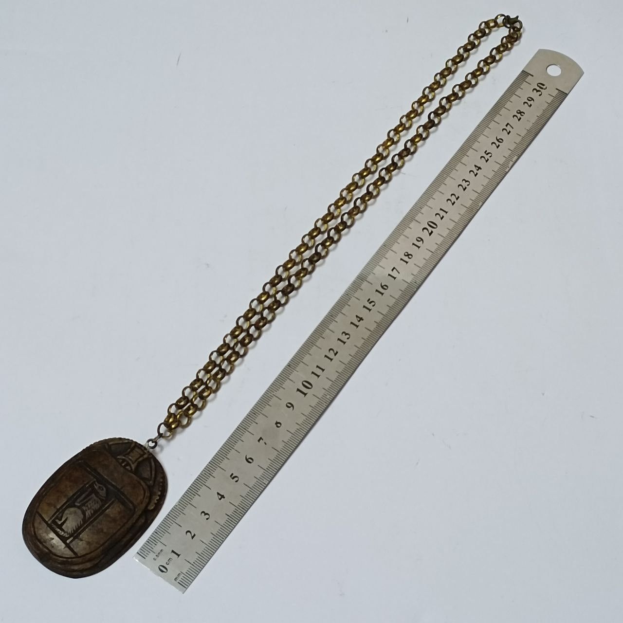 Handmade Egyptian Scarab Necklace Handcrafted Hieroglyph Amulet Size ONE SIZE - 8 Thumbnail