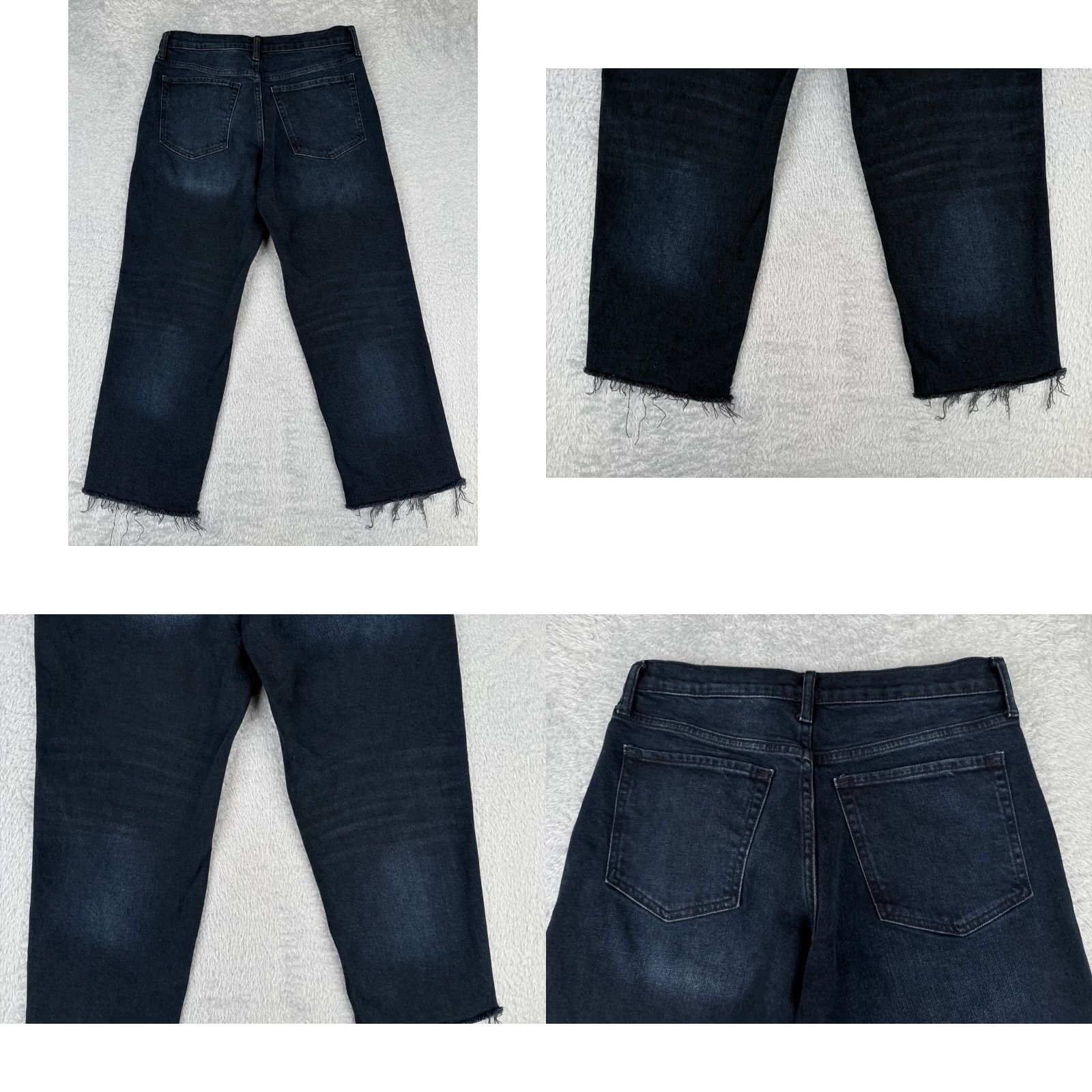 Banana Republic Banana Republic Jeans Women 29P Blue Denim High Rise Straight Raw Hem Dark 29x24 Size 29" - 9 Thumbnail