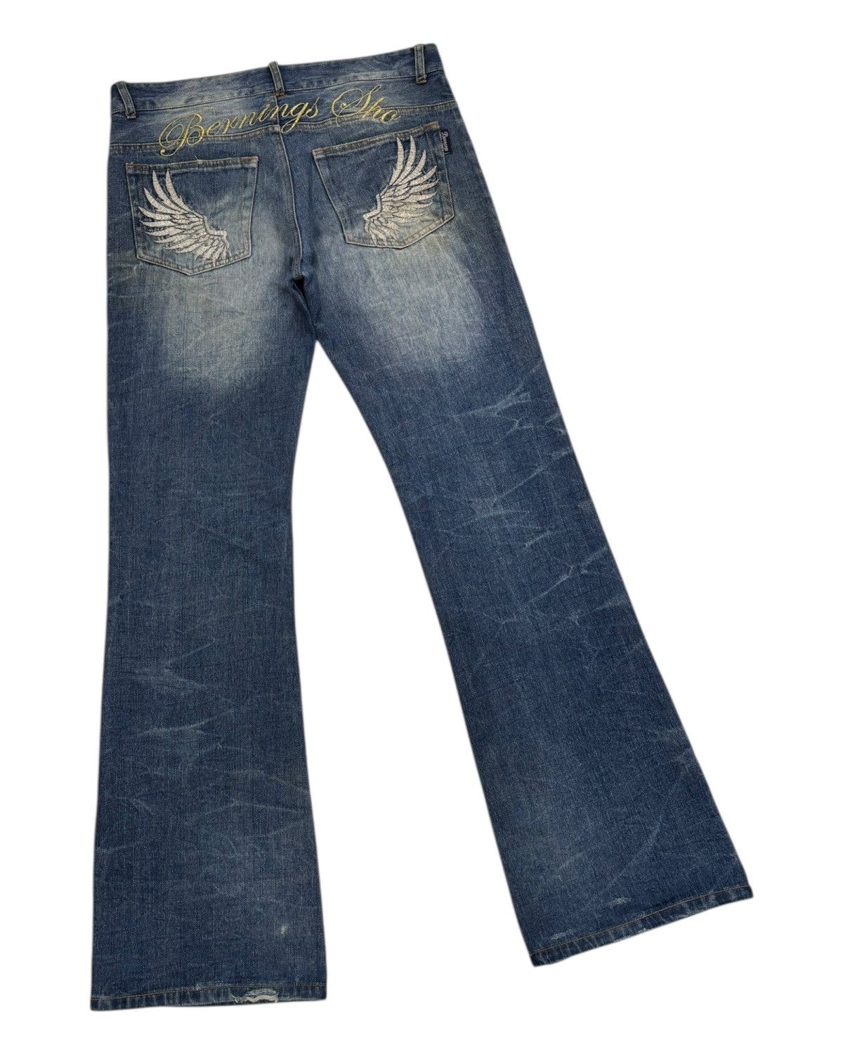 Hysteric Glamour × If Six Was Nine × Japanese Brand BERNINGS SHO WING EMBROIDERY FLARE JEANS DISTRESSED DENIM Size US 34 / EU 50 - 6 Thumbnail