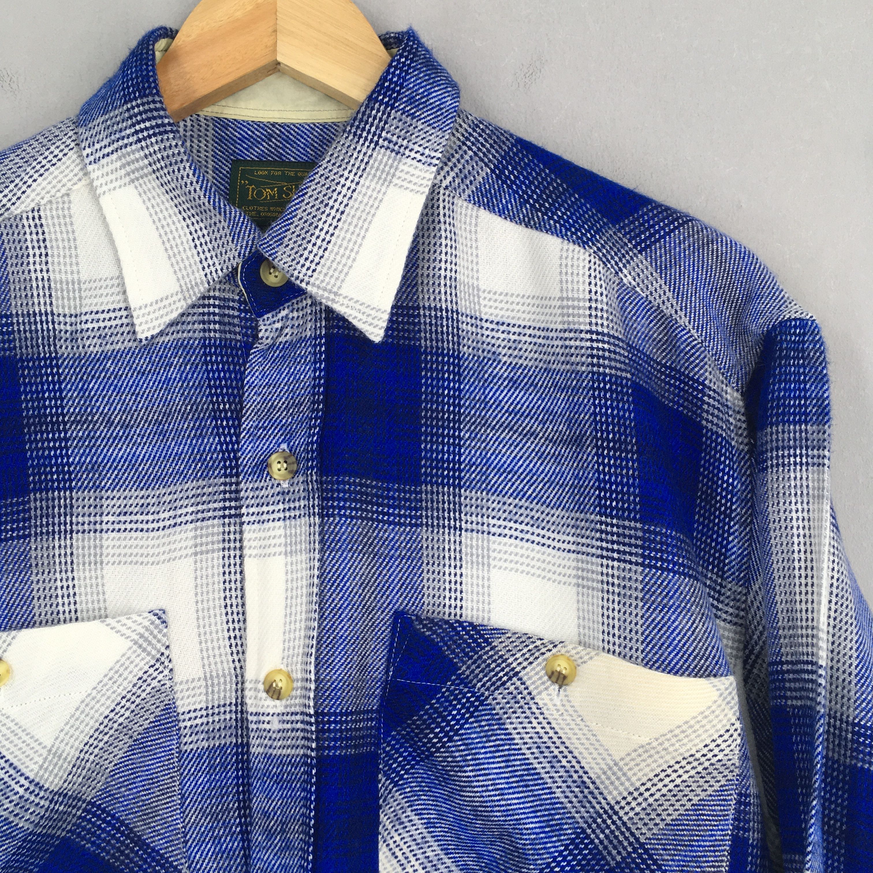 Flannel × Vintage 80s Plaid Shadow Tartan Checkered Flannel Shirt Medium Size US M / EU 48-50 / 2 - 2 Thumbnail