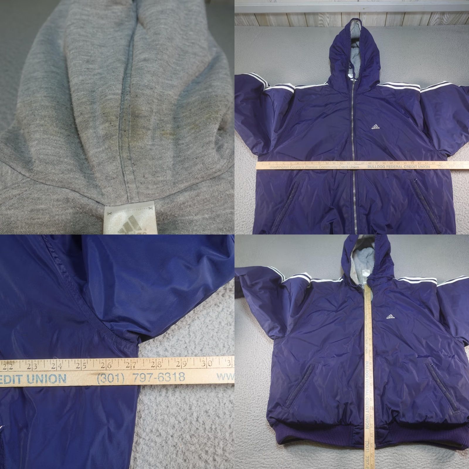 Adidas VINTAGE Adidas Jacket Mens XL Purple Gray Reversible Y2K Track Bomber Fleece Size US XL / EU 56 / 4 - 11 Thumbnail