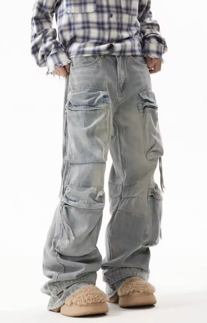 Japanese Brand × Jean Wash Light Blue Denim Cargo Jean Size US 30 / EU 46 - 1 Thumbnail
