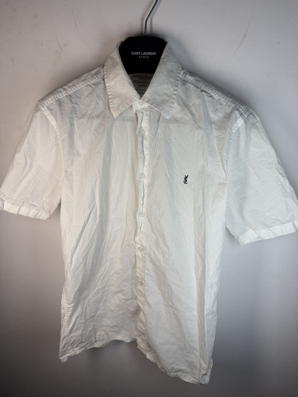 Yves Saint Laurent White YSL Shirt Summer Cotton Size US S / EU 44-46 / 1 - 7 Thumbnail