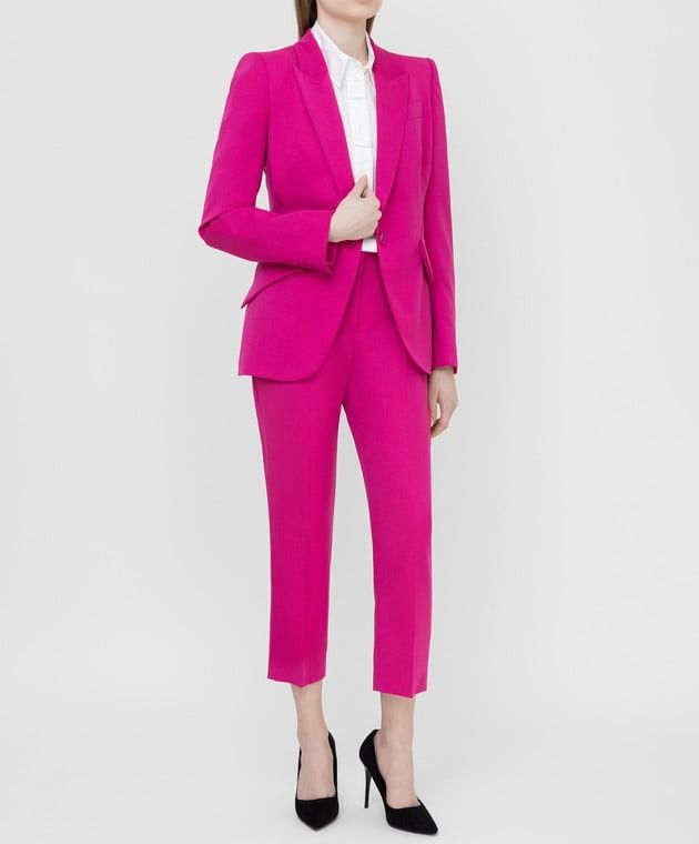 Alexander McQueen ALEXANDER MCQUEEN SHOULDER ONE BUTTON JACKET PINK 3000$ RRP Size M / US 6-8 / IT 42-44 - 3 Thumbnail