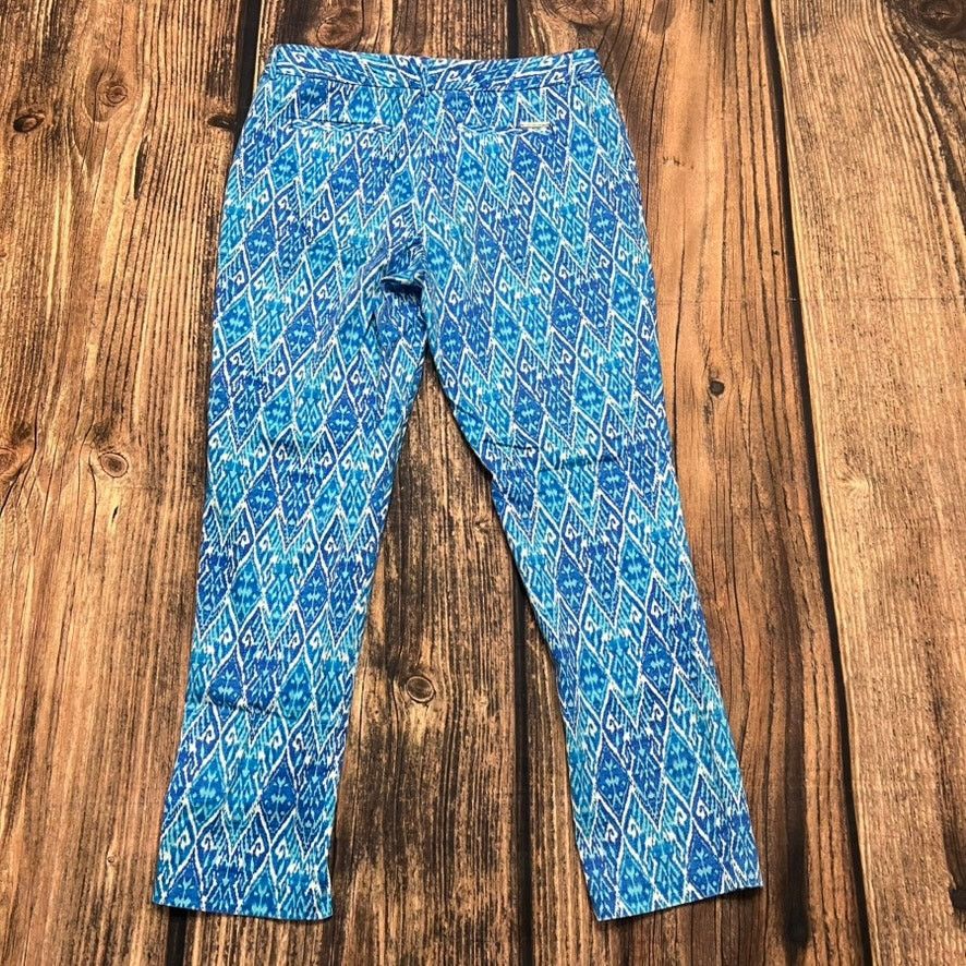 Michael Kors Michael Kors Women's Size 8 Blue Geometric Ankle Pants Size 30" / US 8 / IT 44 - 4 Thumbnail