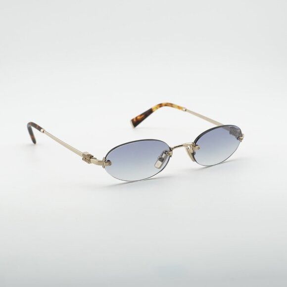 Miu Miu Miu Miu MUA54S ZVN80O Sunglasses Pale Gold Oval Frame Size ONE SIZE - 4 Thumbnail