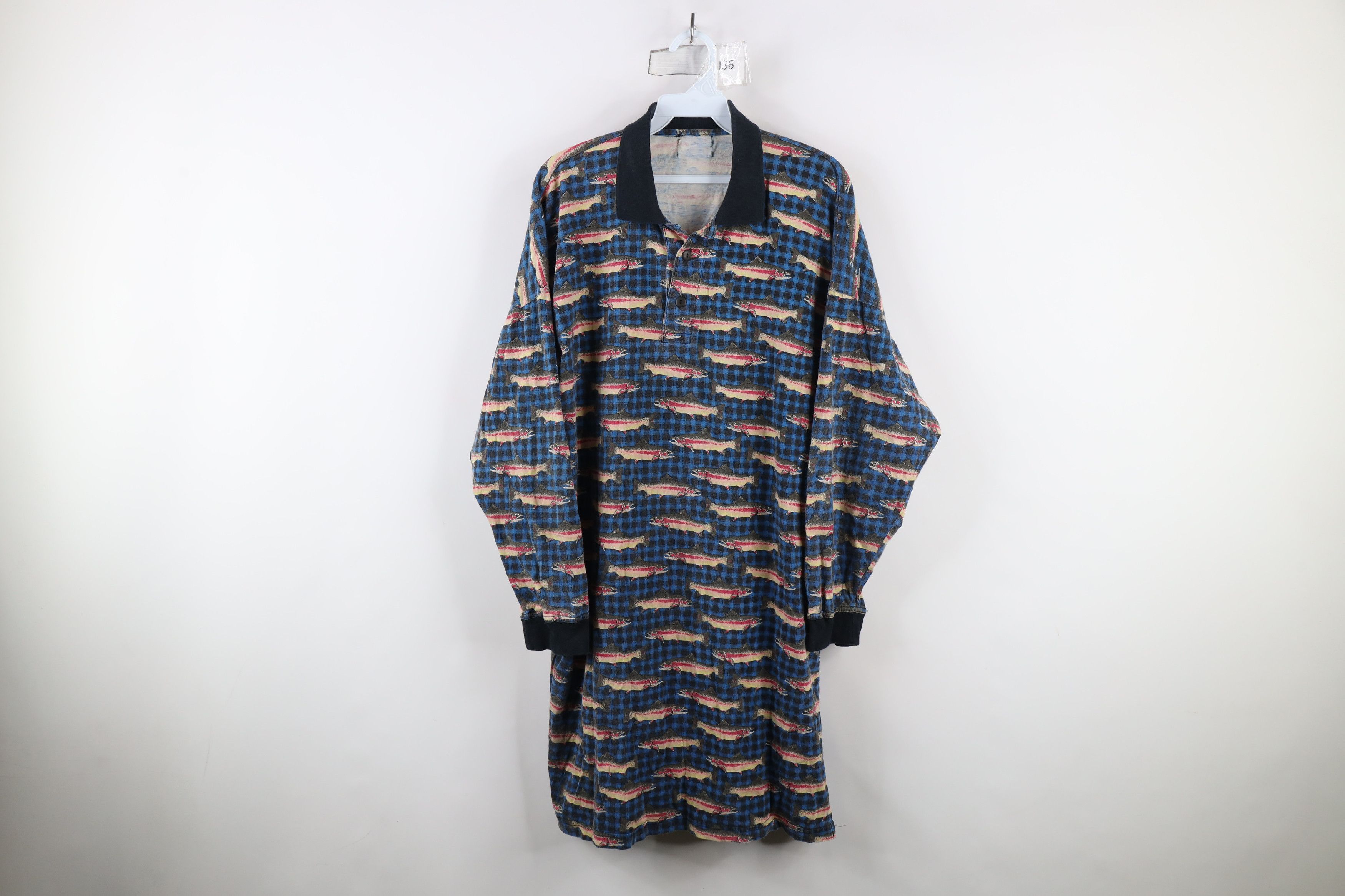 Vintage Vintage 90s Streetwear All Over Print Collared Sleep Shirt Size US M / EU 48-50 / 2 - 1 Thumbnail