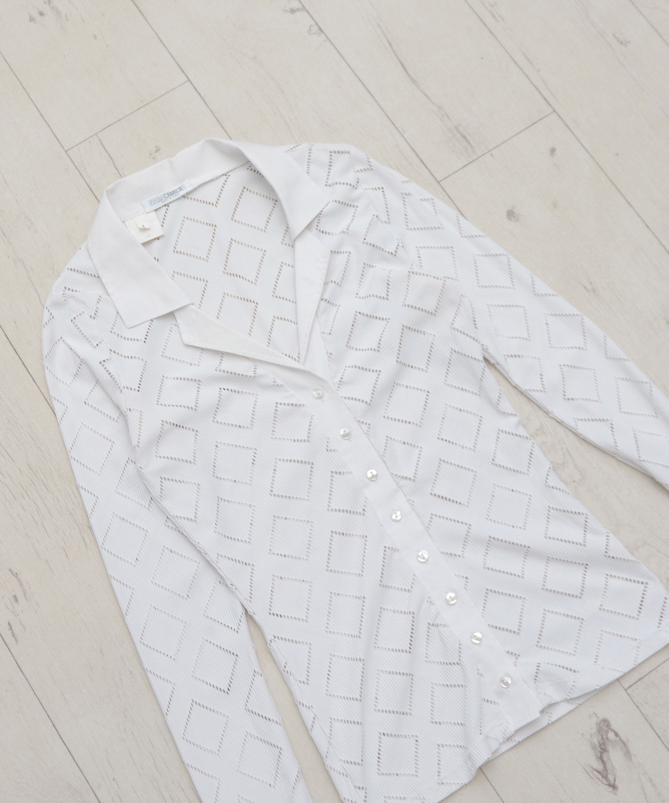 Vintage Vintage NaraCamicie Nara Camicie White sheer Blouse Size S / US 4 / IT 40 - 2 Thumbnail
