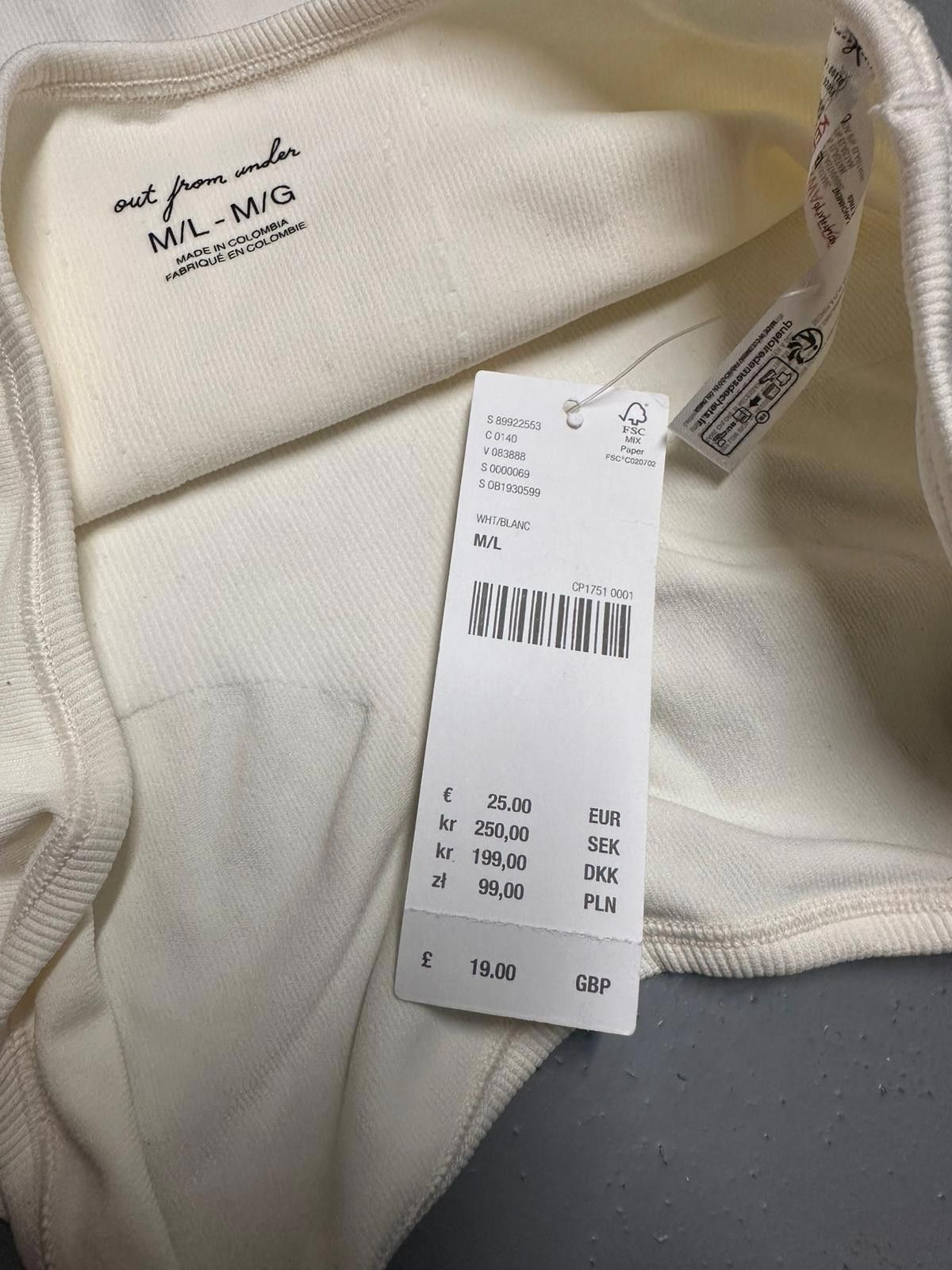 Designer Out From Under Cream Ribbed Bandeau Top - M/L Size L / US 10 / IT 46 - 3 Thumbnail