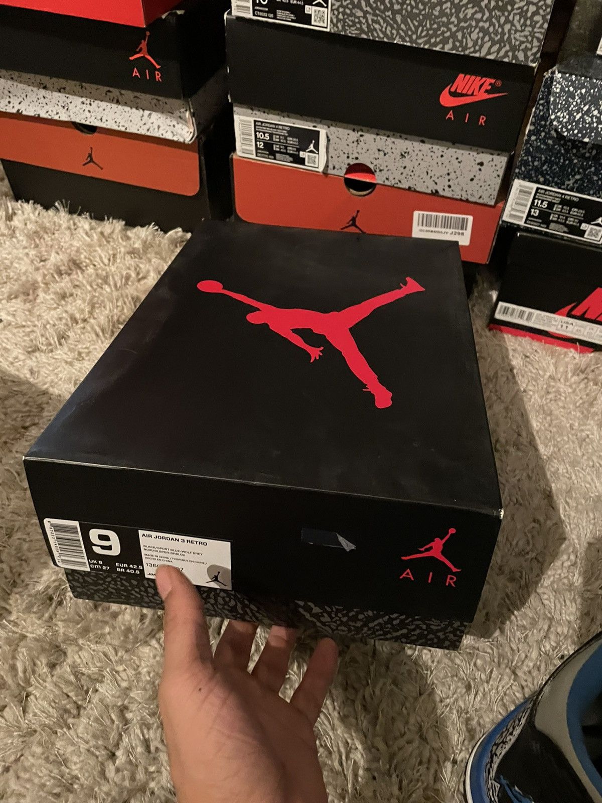 Jordan Brand Jordan 3 Black Sport Blue Size US 9 / EU 42 - 13 Thumbnail