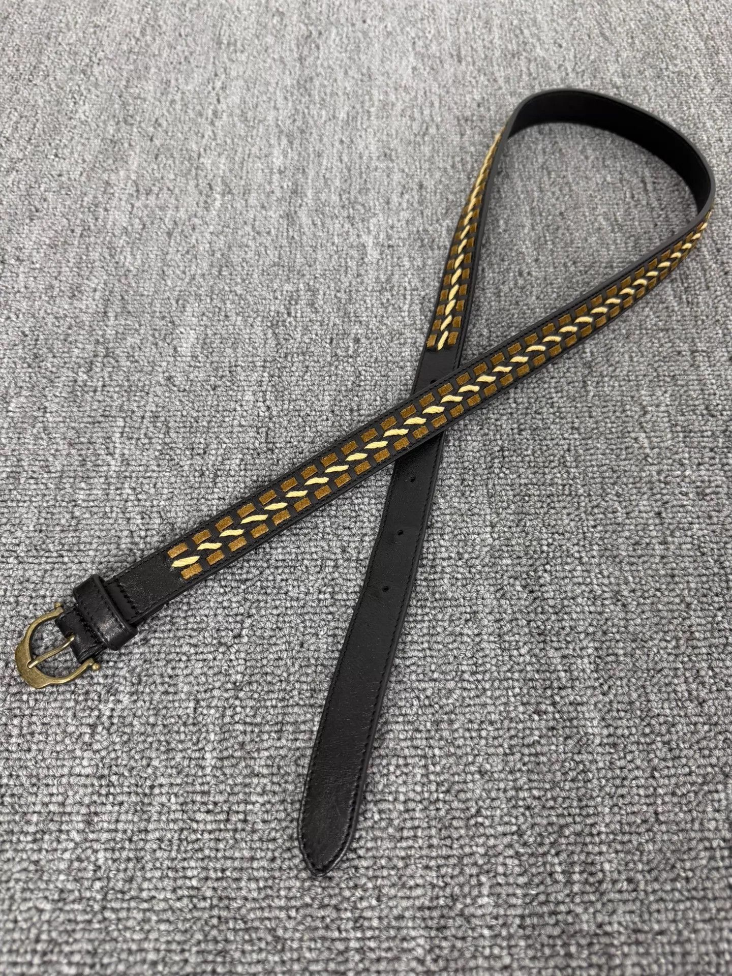 Saint Laurent Paris SLP 21SS Handwoven Brass Horsebit Belt 80 Black Size ONE SIZE - 1 Thumbnail