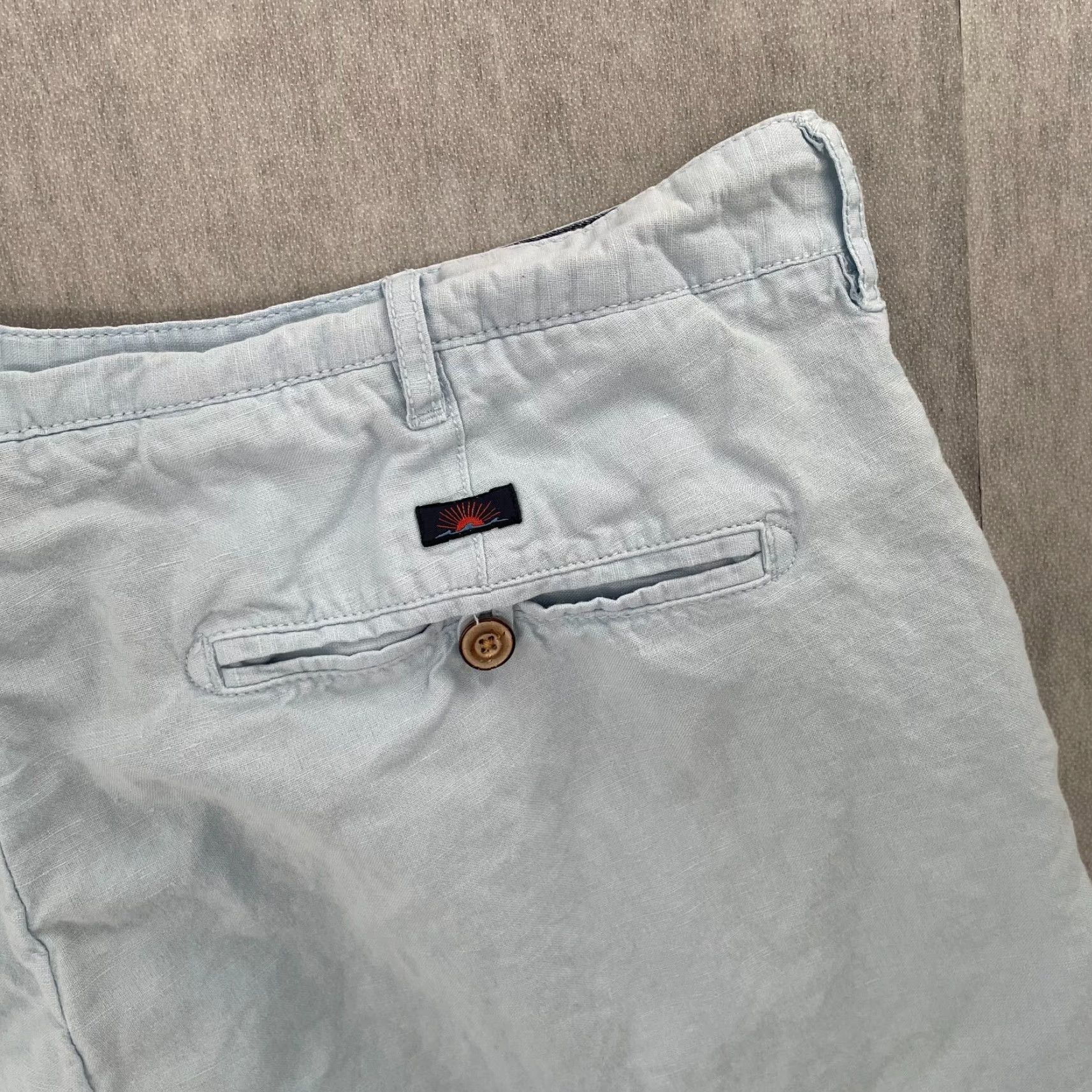 Faherty VINTAGE Faherty Shorts Mens 36 Blue Linen Cotton Pockets Logo Chino Casual 90s Beach Mens Size US 36 / EU 52 - 3 Thumbnail