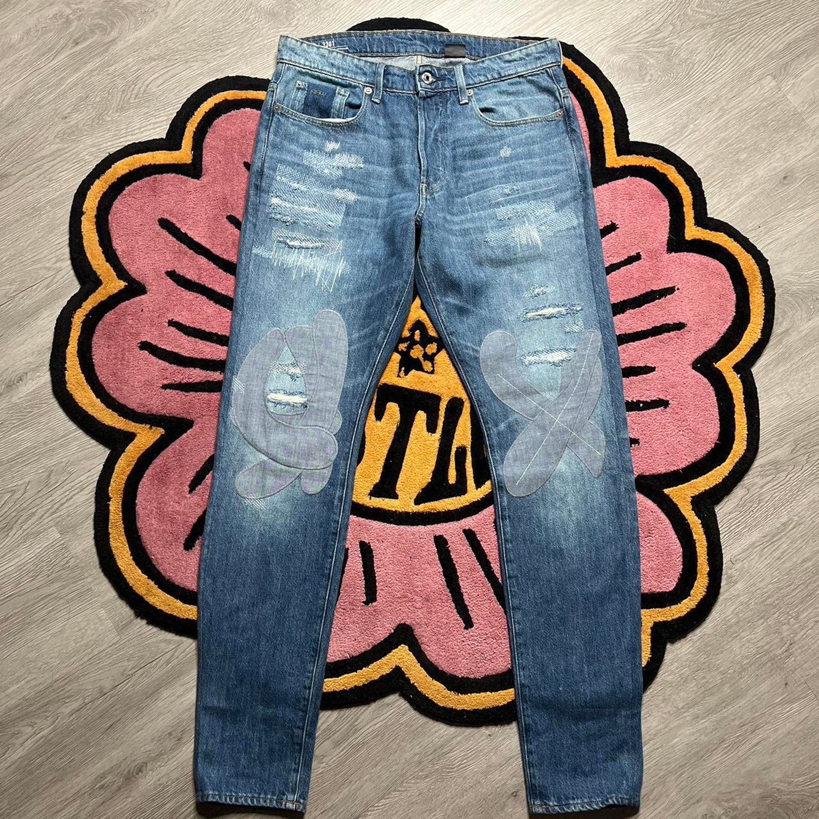 G-Star Raw 3301 Straight Tapered Restored Denim Jeans 30x32