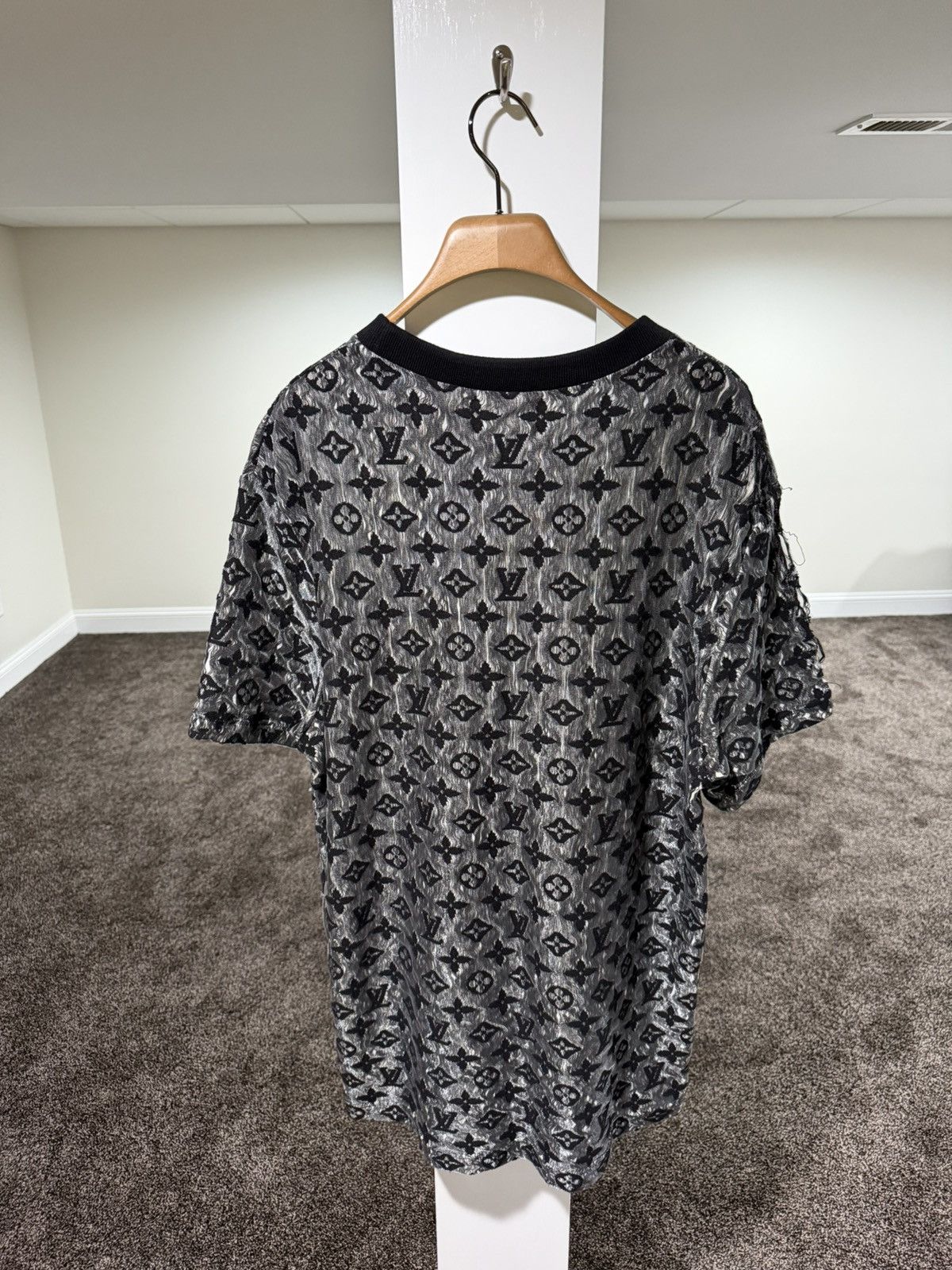 Louis Vuitton Louis Vuitton x Virgil Abloh 2022 Monogram Mesh T-Shirt Size US XXL / EU 58 / 5 - 3 Thumbnail