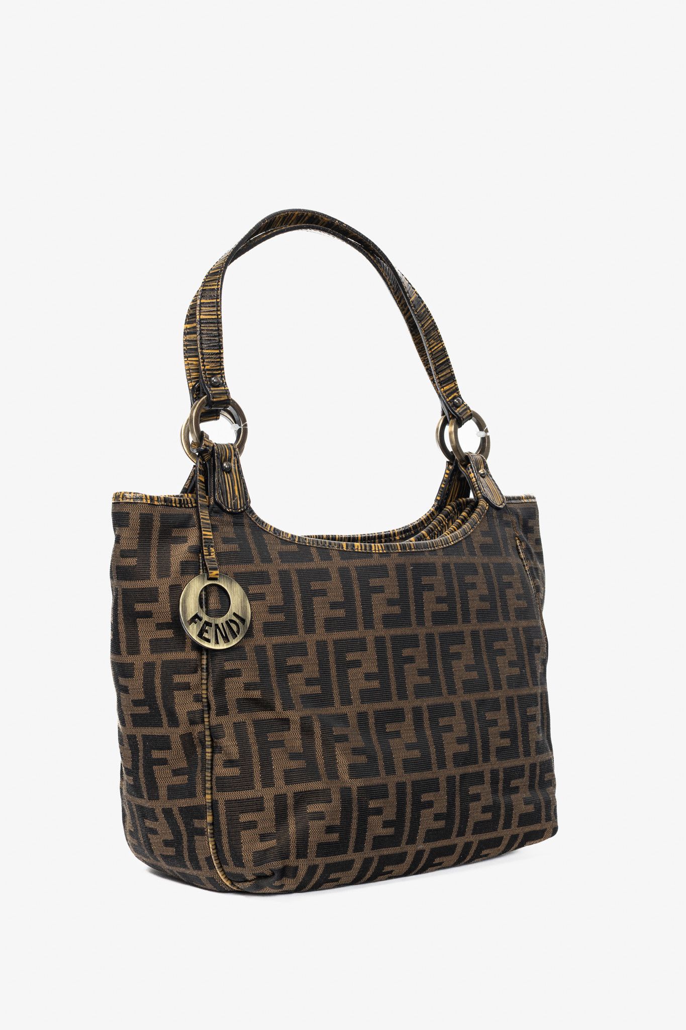 Fendi Fendi Chef Brown Zucca Canvas Leather-Trim Tote Size ONE SIZE - 2 Thumbnail