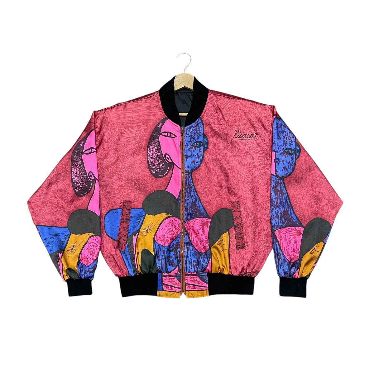 Vintage Vintage 80s Pablo Picasso Abstract Art Graphic Bomber Jacket Size US L / EU 52-54 / 3 - 1 Thumbnail