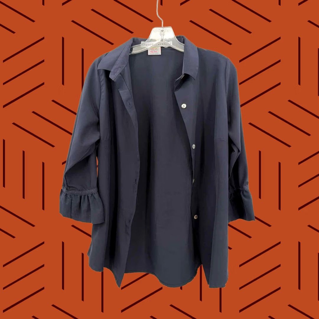 Vintage Gretchen Scott Button Down Navy Medium Size M / US 6-8 / IT 42-44 - 1 Thumbnail