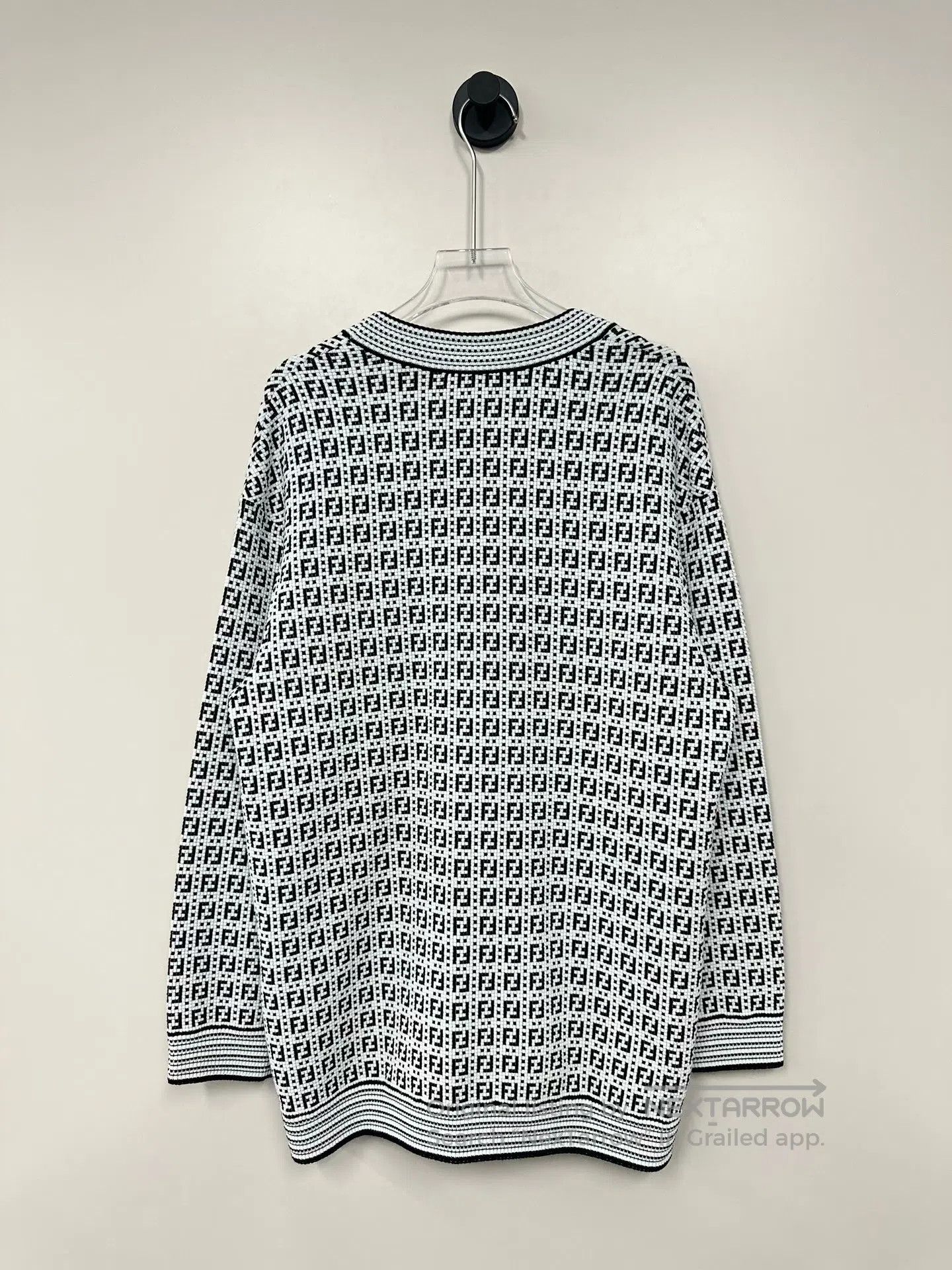 Fendi FENDI Black and White Monogrammed Logo Knit Cardigan| Size XXS / US 00 / IT 34 - 2 Thumbnail