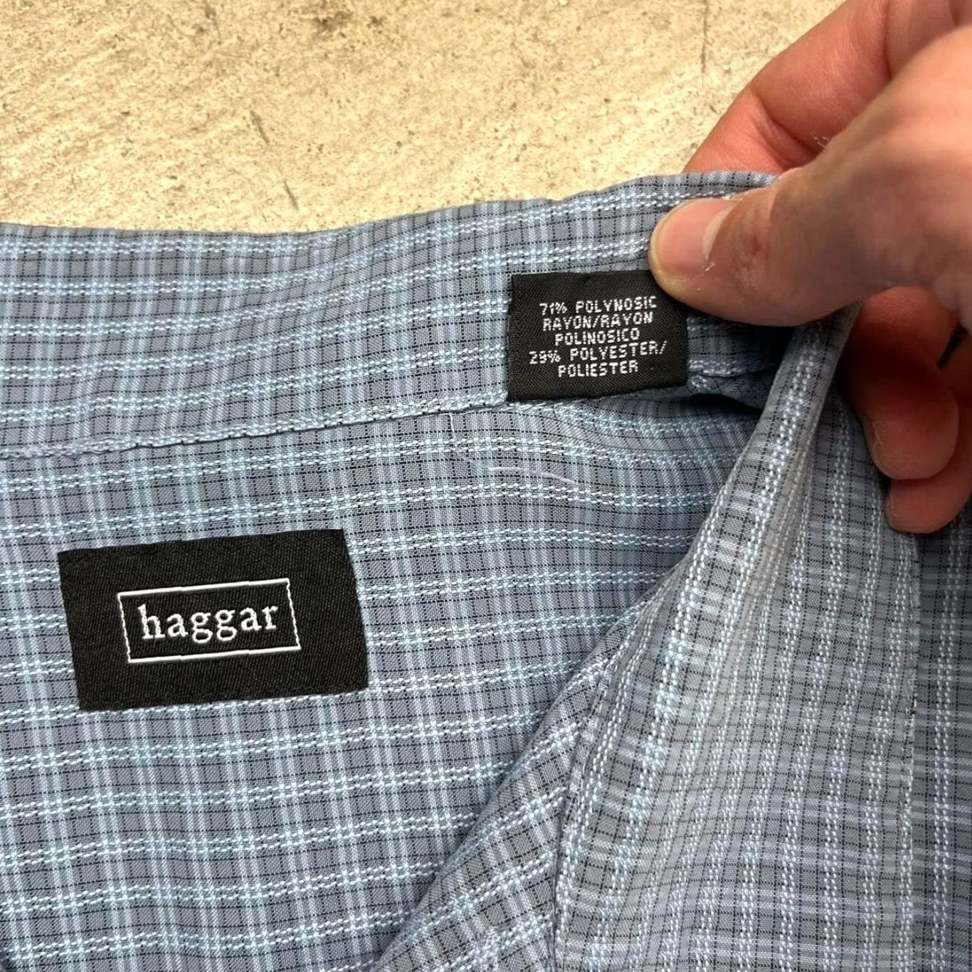 Haggar VINTAGE Haggar Camp Collar Short Sleeve Button-Up Shirt Blue Plaid XL Preppy Mens Regular Button-Up Size US XL / EU 56 / 4 - 4 Thumbnail