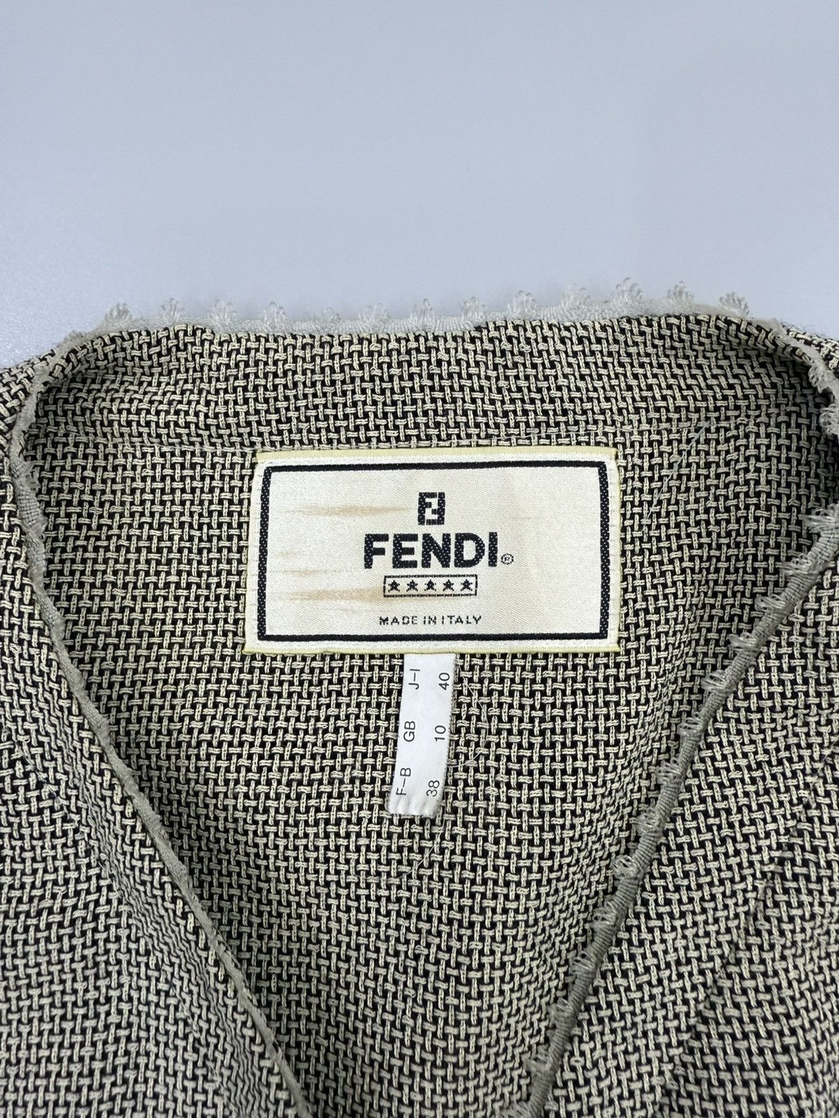 Fendi Vintage FENDI Micro Check Collarless Pure Virgin Wool Jacket Size S / US 4 / IT 40 - 2 Thumbnail