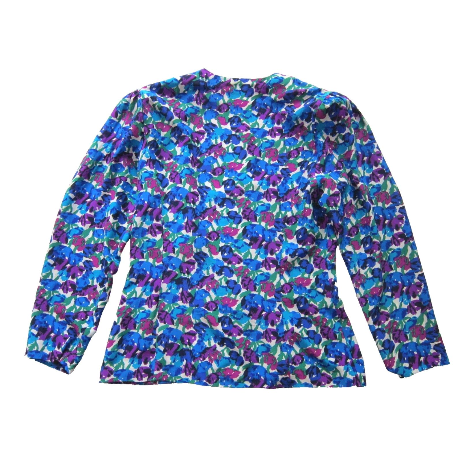 Vintage VINTAGE Argenti 100% Silk Blue Pink Floral Long Sleeve Blouse Skirt Set Women L Size L / US 10 / IT 46 - 4 Thumbnail