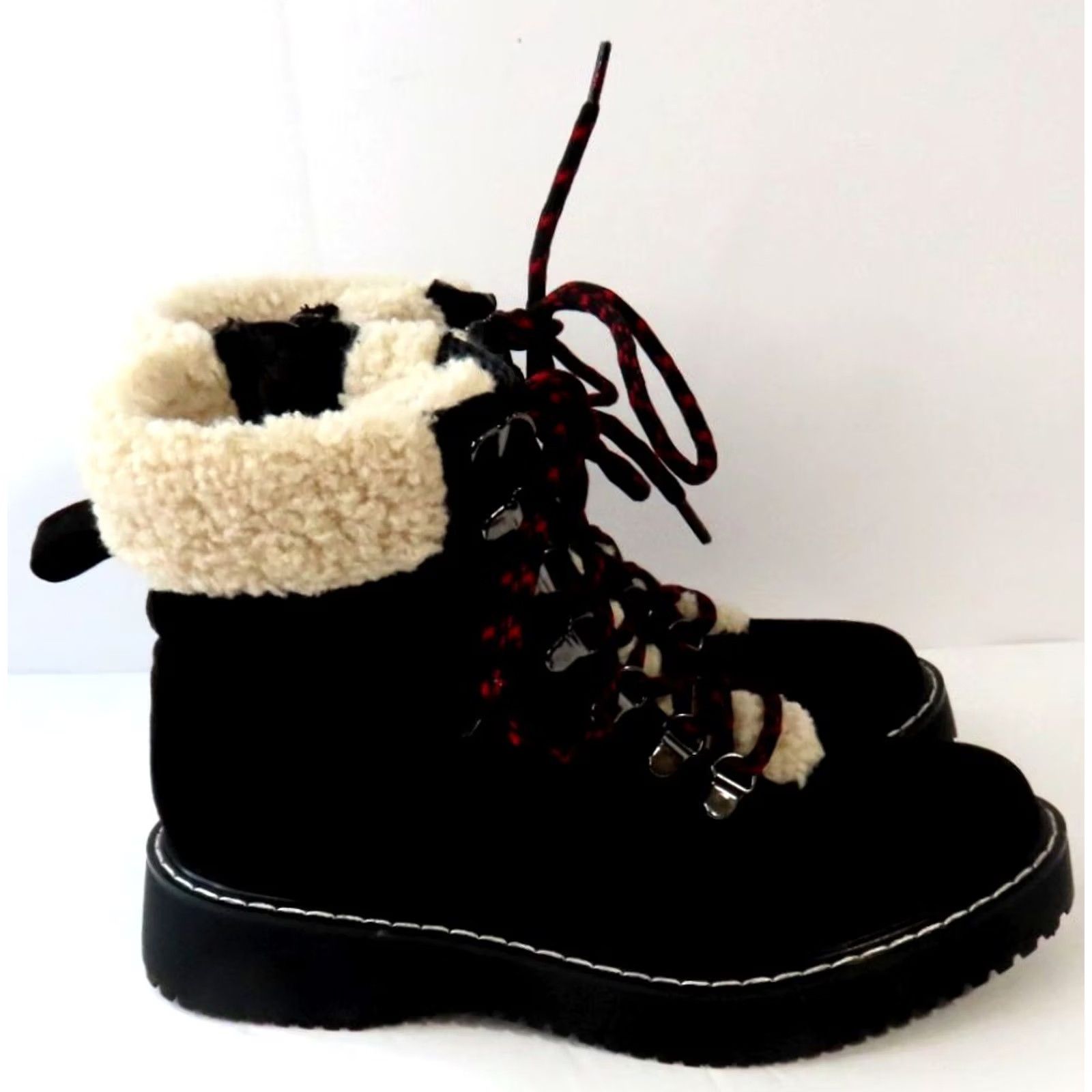 Vintage Madden Girl Kilian Black Fabric Women's Hiking Boots 6.5M Ankle Boots Casual/Outdoor Womens Black 6.5M Hiking Boots Size US 7 / IT 37 - 3 Thumbnail
