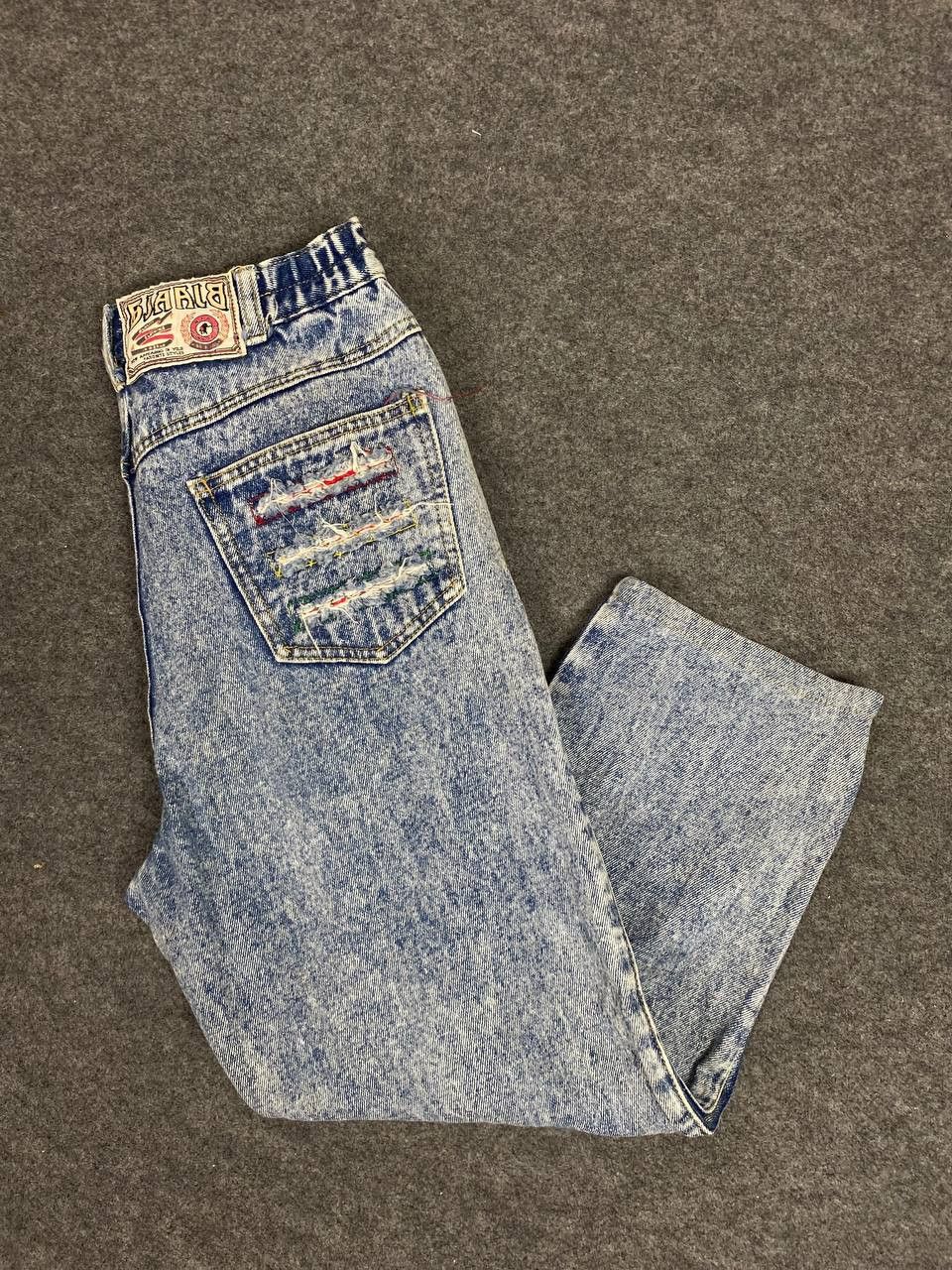 image of Distressed Denim s Highwaist Shashiko Acid Wash Denim in Light Blue, Men's (Size 28)