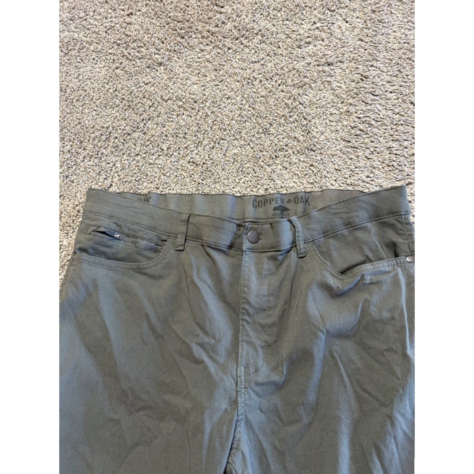 Vintage COPPER & OAK All Day Tech Pants Men's 38 x32 Dark Olive Slim Stretch Nylon Golf Chino Pants Size US 38 / EU 54 - 2 Thumbnail