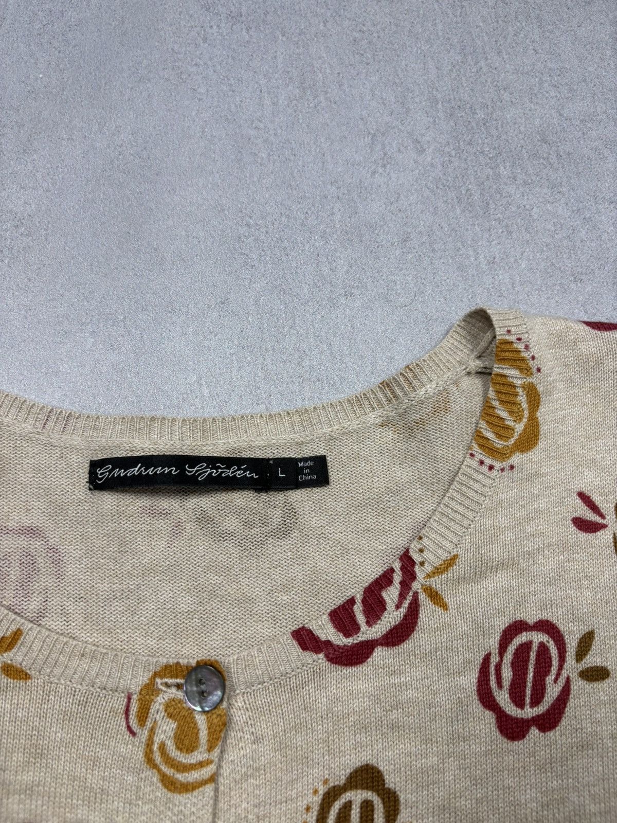 Other Gudrun Sjödén Floral Pattern Cardigan Organic Cotton Beige L Size US L / EU 52-54 / 3 - 8 Thumbnail