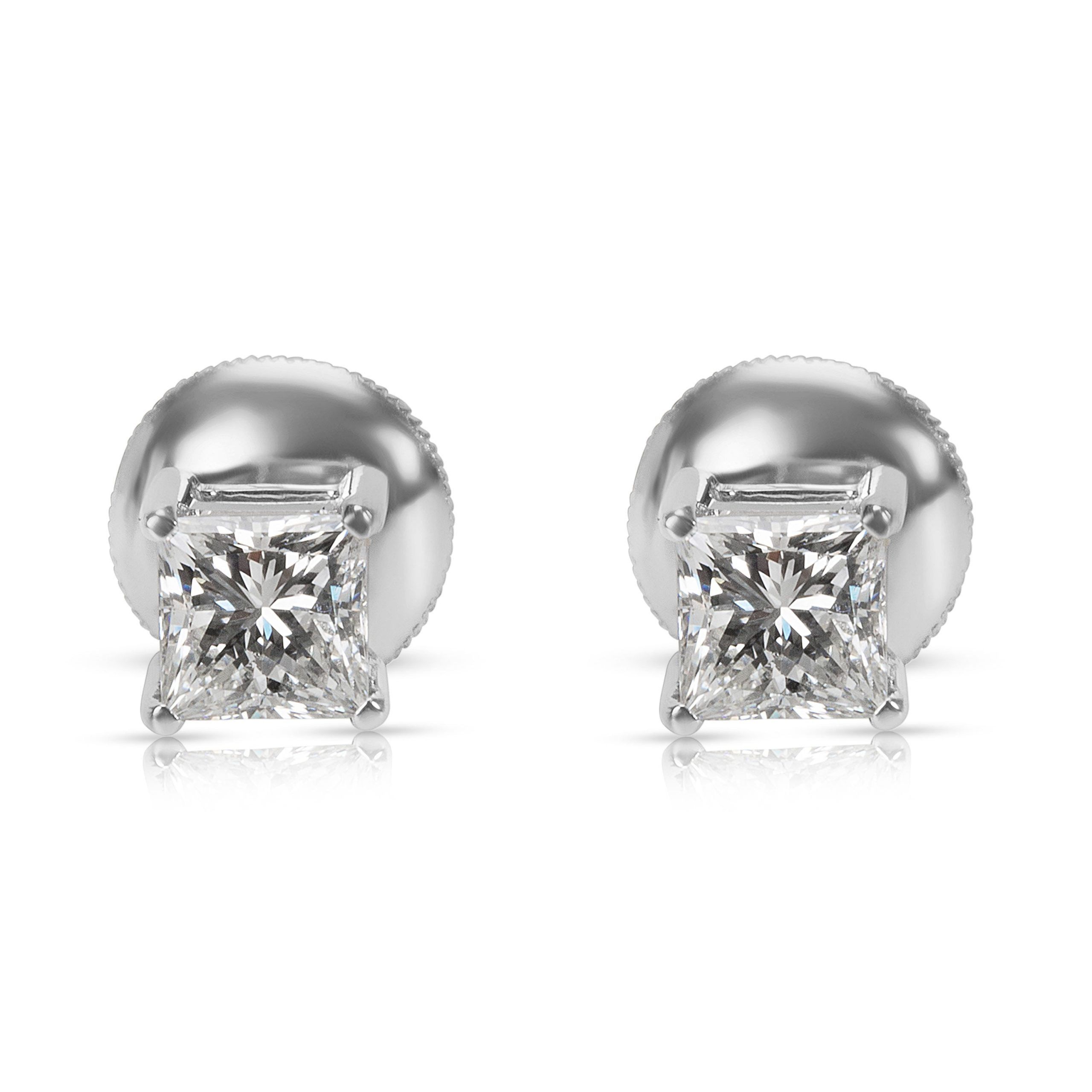 image of Igi Certified Princess Diamond Studs In 10Kt Gold 1.48Ctw (H Vvs), Women's