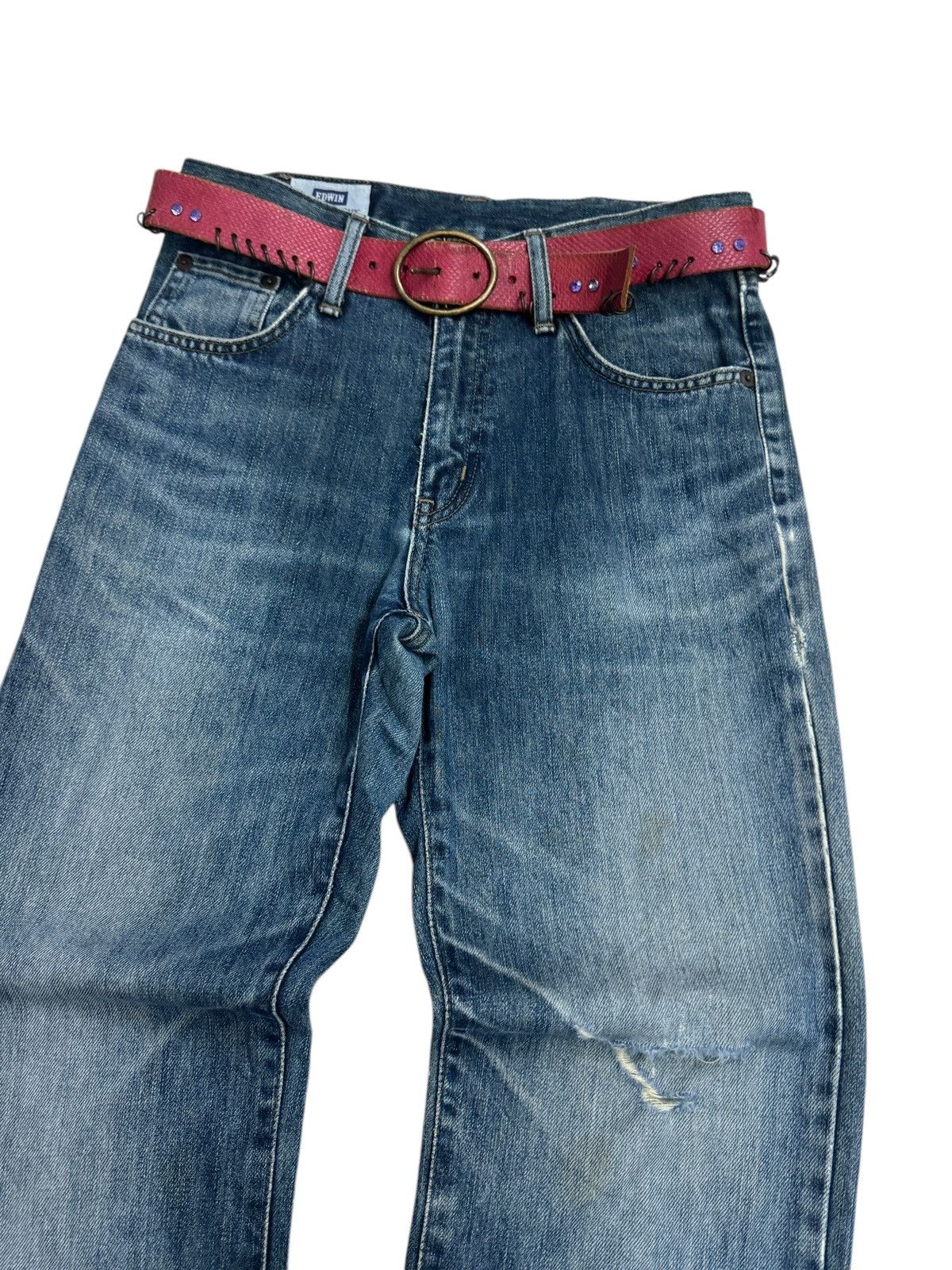 Edwin × Vintage EDWIN 403 DISTRESSED DESIGN DENIM JEANS Size US 28 / EU 44 - 5 Thumbnail