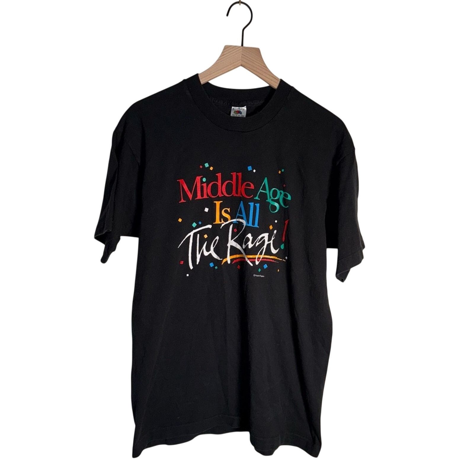 Fruit Of The Loom VINTAGE 90s ‘Middle Age is All the Rage’ Tee L Size US L / EU 52-54 / 3 - 1 Thumbnail