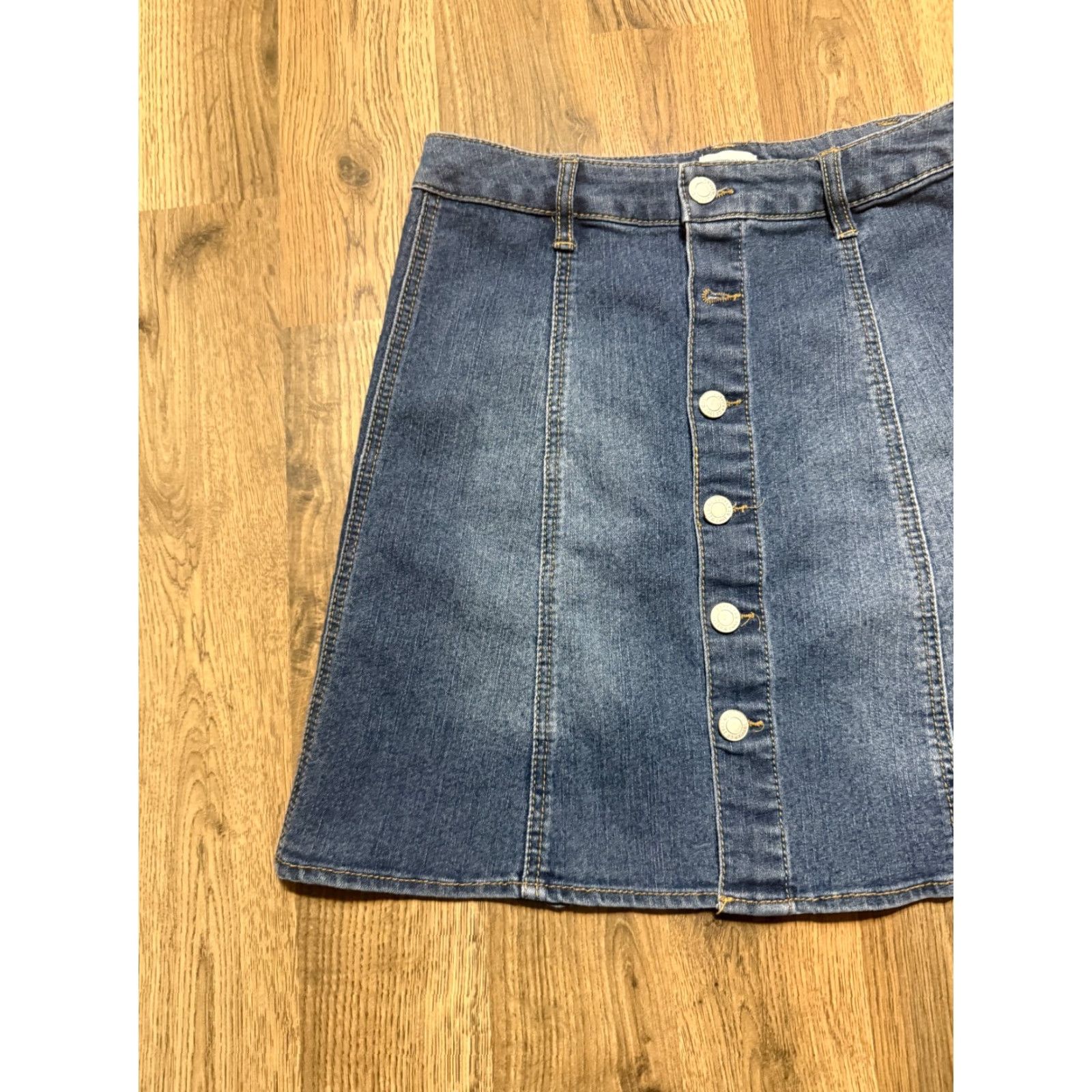 Mossimo Mossimo Supply Co. Jean Skirt Women's Short Denim Blue Button Up Size 6 A-Line Pockets Casual Size 28" / US 6 / IT 42 - 3 Thumbnail